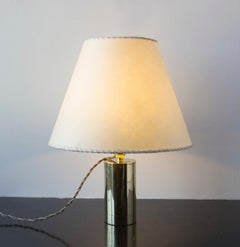 Series02 Table Lamp, Polished Unlacquered Brass, Goatskin Parchment Shade