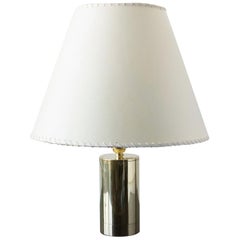 Series02 Table Lamp, Polished Unlacquered Brass, Goatskin Parchment Shade