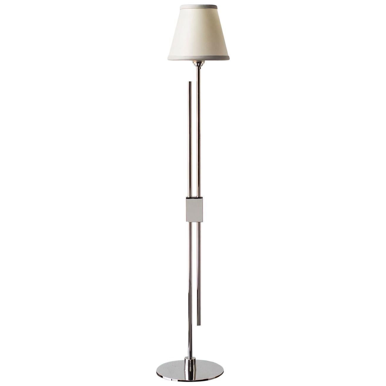 Series04 Floor Lamp Nickel-Plated Brass Adjustable Goatskin Shade Suede trim