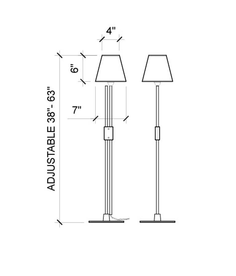 Contemporary Series04 Floor Lamp Patinated Brass Adjustable Height, Goatskin Shade Suede Trim For Sale