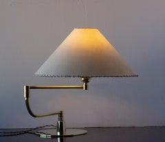 SERIES04 Pivot-Arm Desk Lamp, Polish Unlacquered Brass, Goatskin Parchment Shade