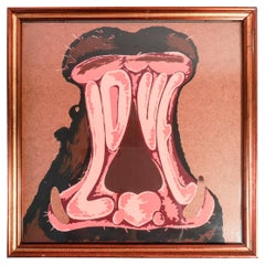Armando TESTA's color silkscreen print "Hippopotamus loving." 1982
