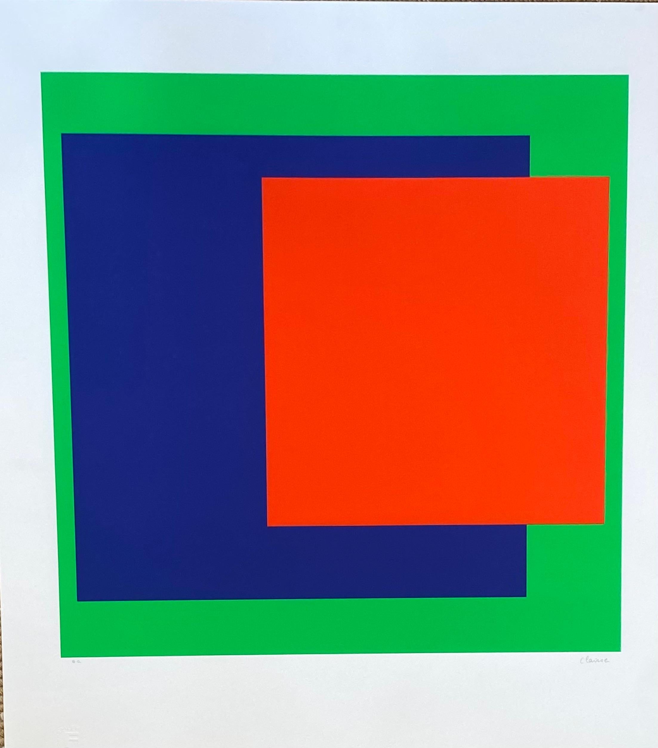 Abstract green
Serigraphy by Geneviève Claisse 
Signed by the artist in pencil and numbered 28/40
Stamp of the publisher 
circa 2014 
Dimensions : 60 x 66 x 1 cm
Price : 390 € for this piece.