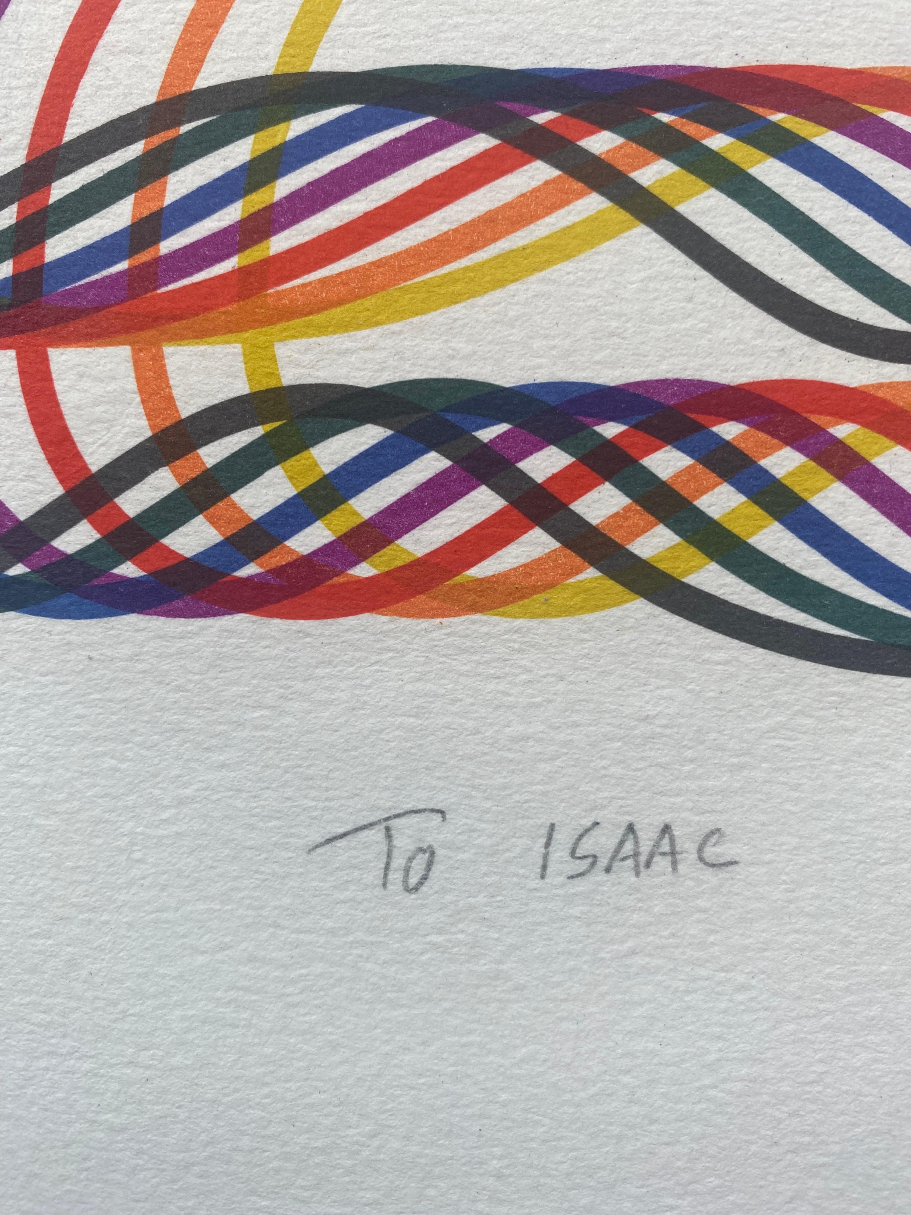 Serigraph Dedicated to Isaac, Agam, 1975 In Good Condition For Sale In Saint ouen, FR