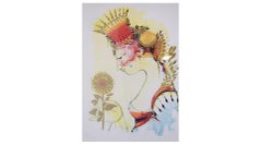 Serigraphic Poster by Bjørn Wiinblad with a Motif of a Woman