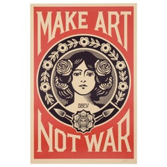 Serigraphy "Make ART not War" Shepard Fairey 'born in 1970' Signed with Pencil