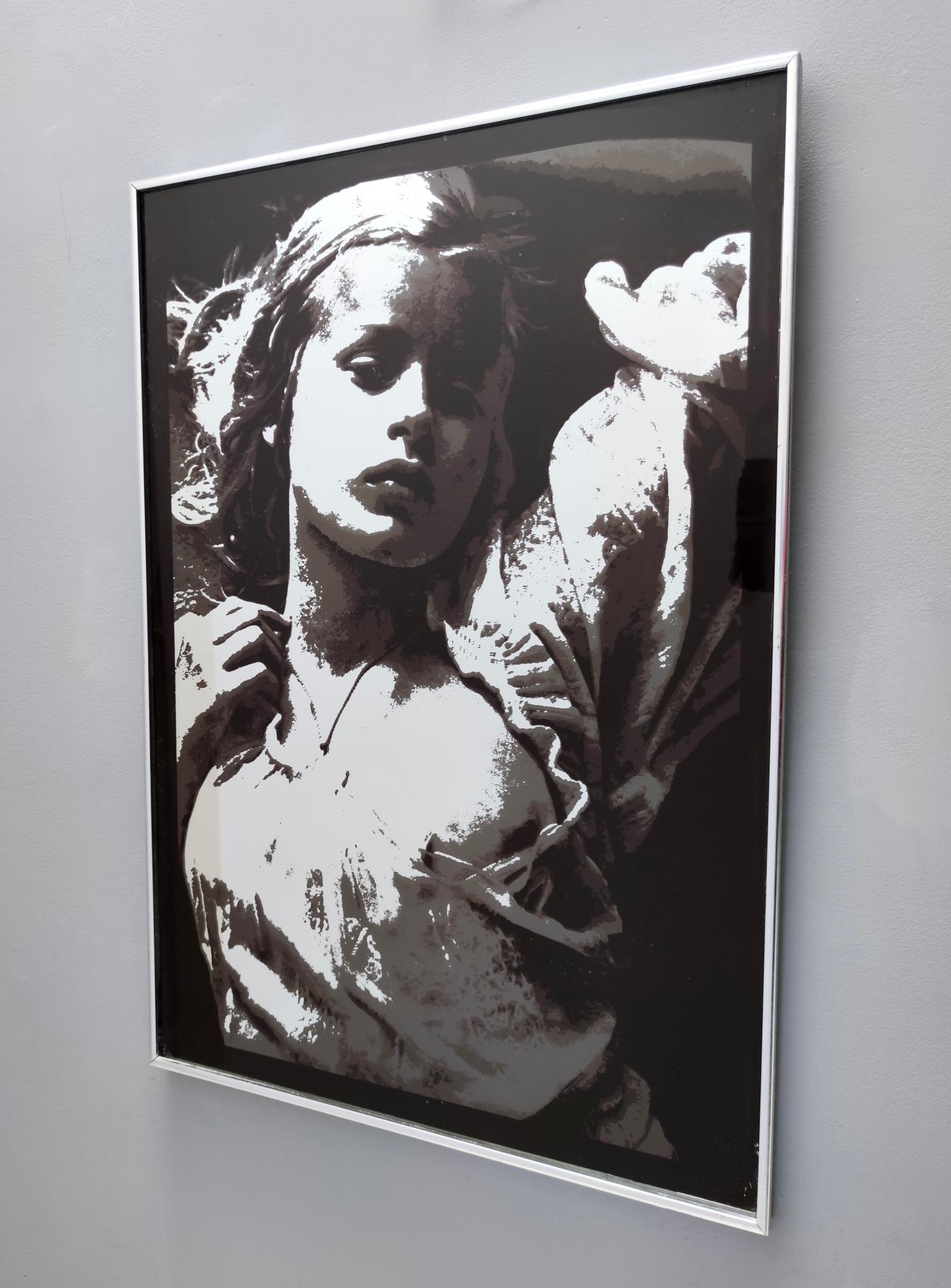 Européen Serigraphie sur miroir rectangulaire avec une photo de David Hamilton, 1970-1980 en vente