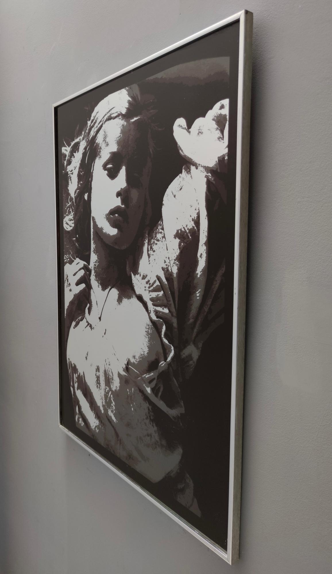 Post-Modern Serigraphy on Rectangular Mirror with a Photo by David Hamilton, 1970s-1980s For Sale