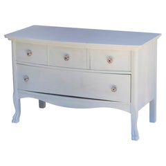 Serene Blue Bow Front Chest with Glass Knobs