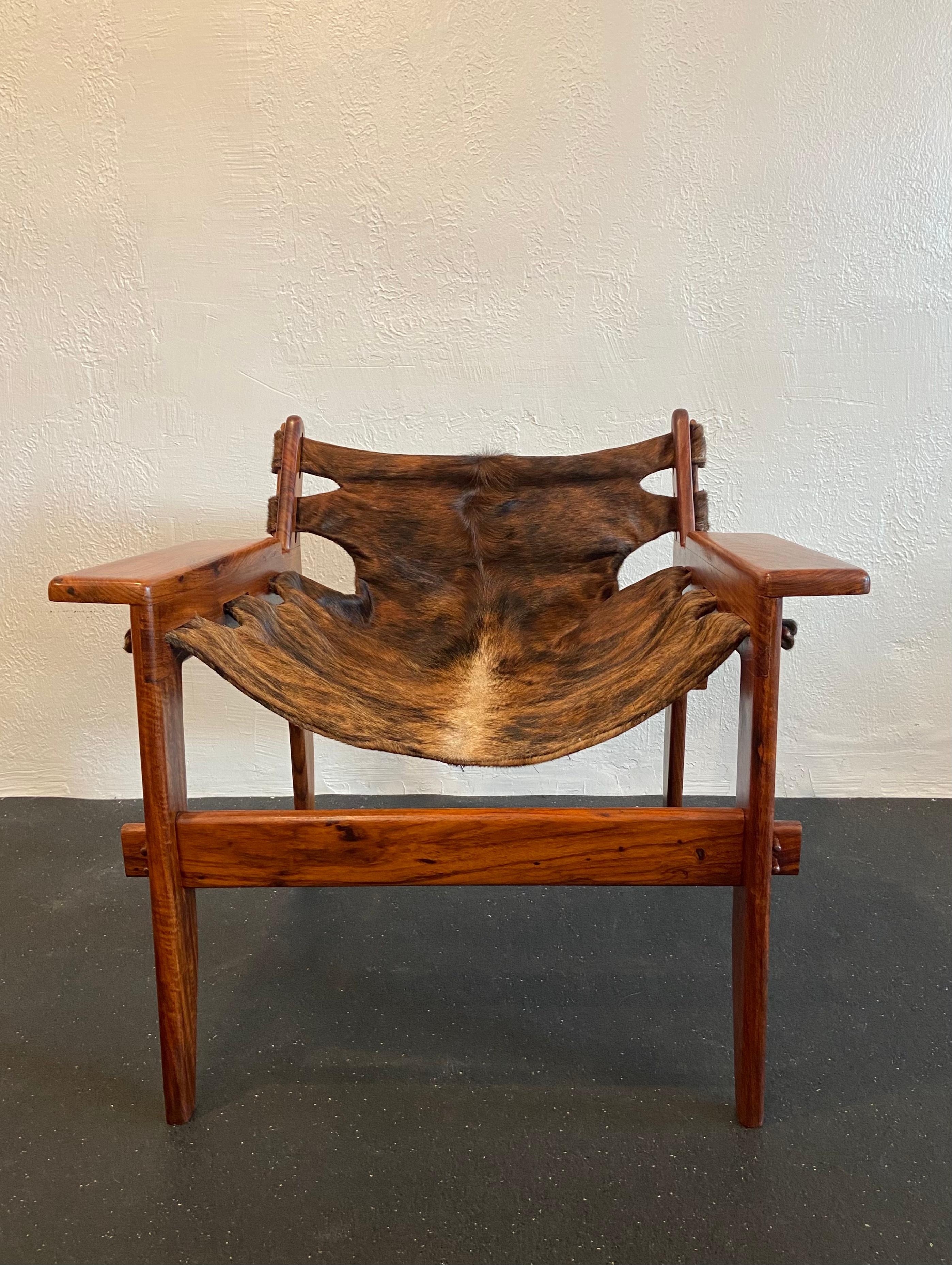 Sergio Rodrigues Style Rosewood Sling Chair For Sale 4