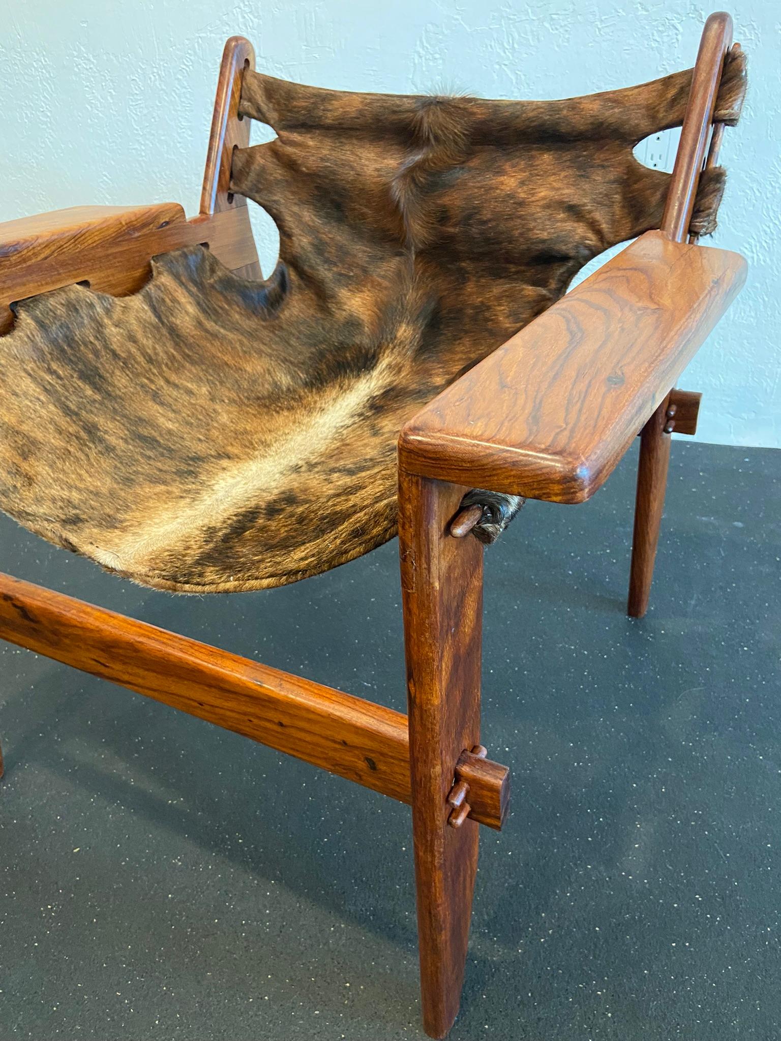 Sergio Rodrigues Style Rosewood Sling Chair For Sale 5