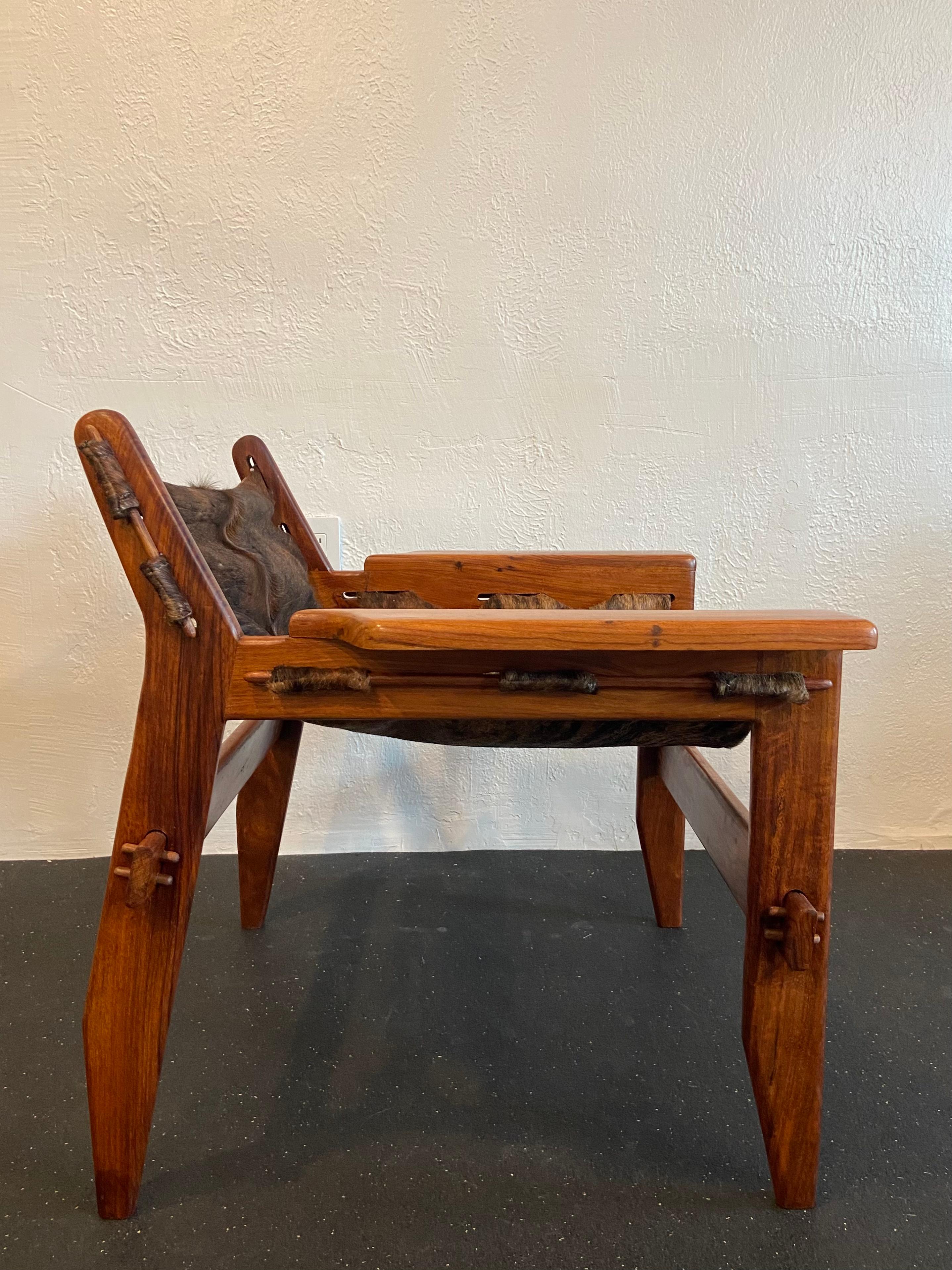 Mid-Century Modern Sergio Rodrigues Style Rosewood Sling Chair For Sale