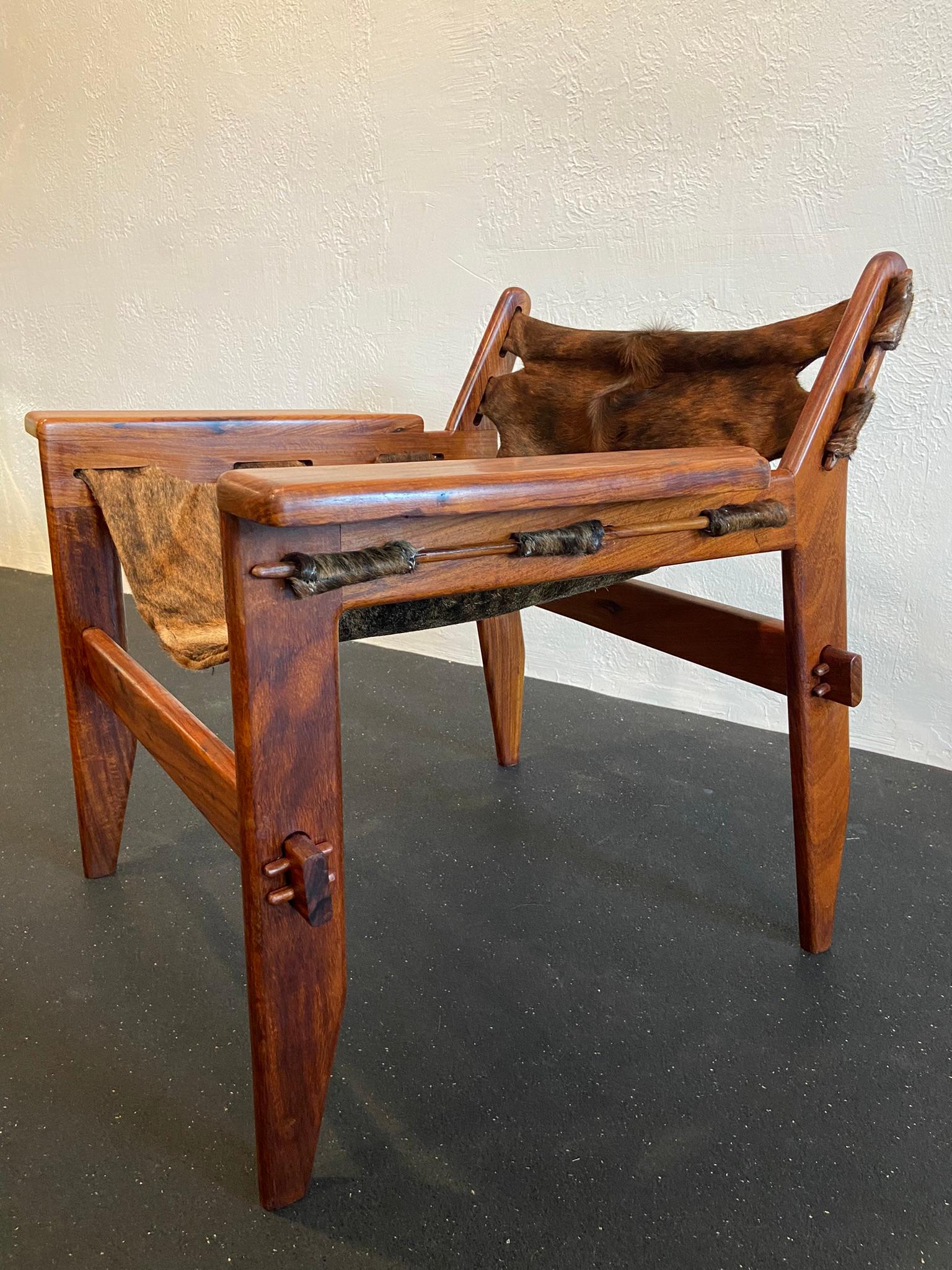 South American Sergio Rodrigues Style Rosewood Sling Chair For Sale