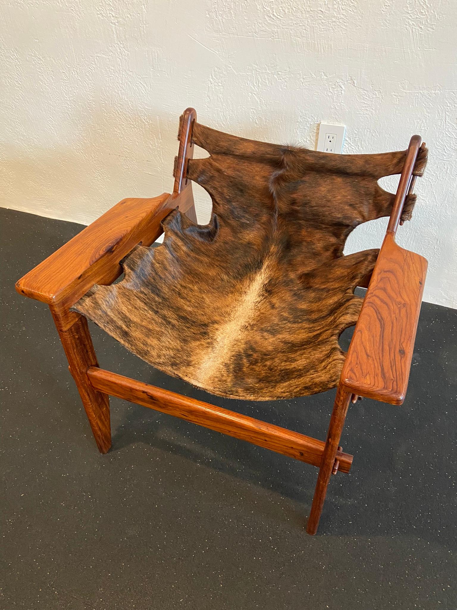 Late 20th Century Sergio Rodrigues Style Rosewood Sling Chair For Sale