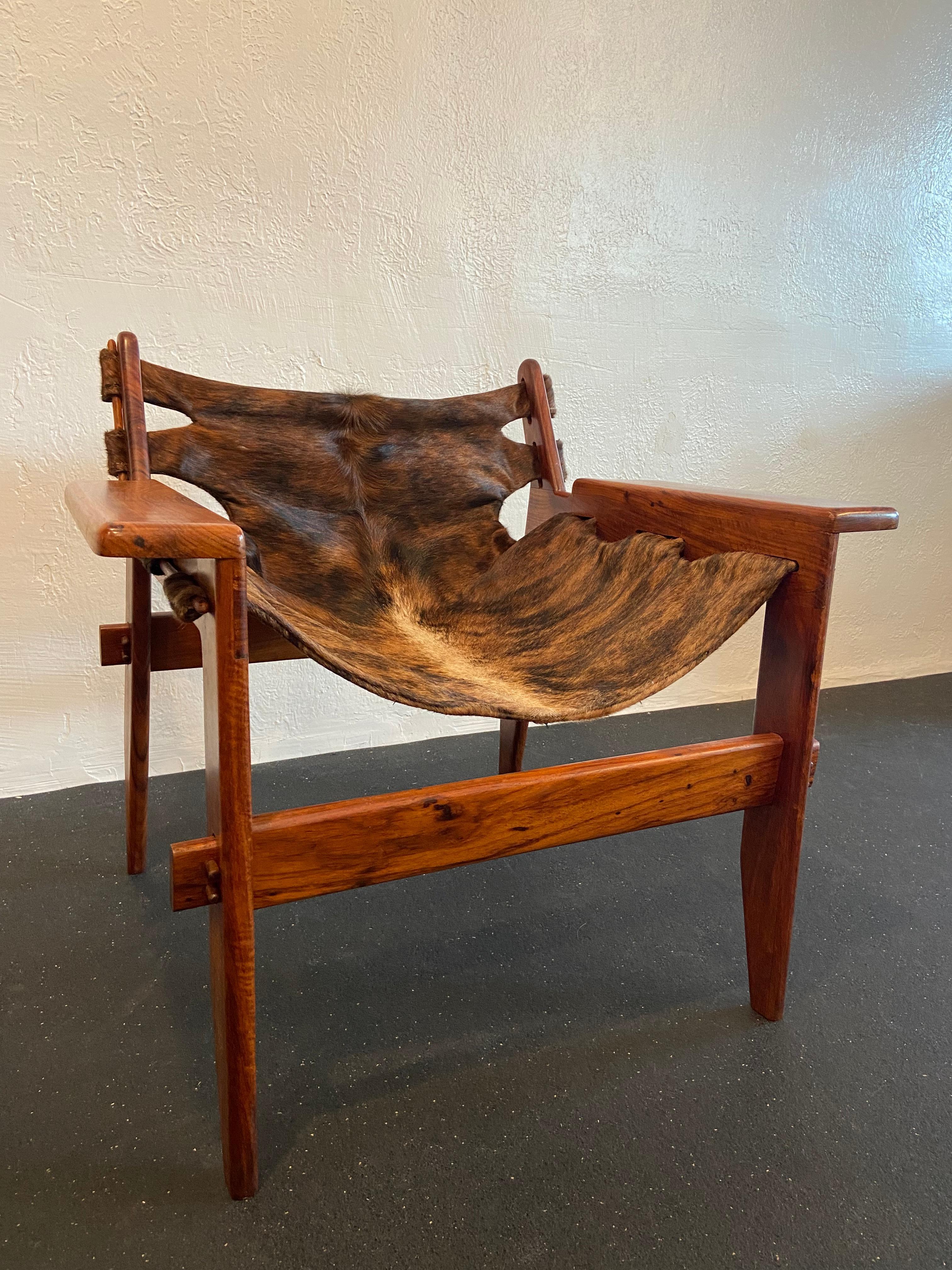 Sergio Rodrigues Style Rosewood Sling Chair For Sale 2