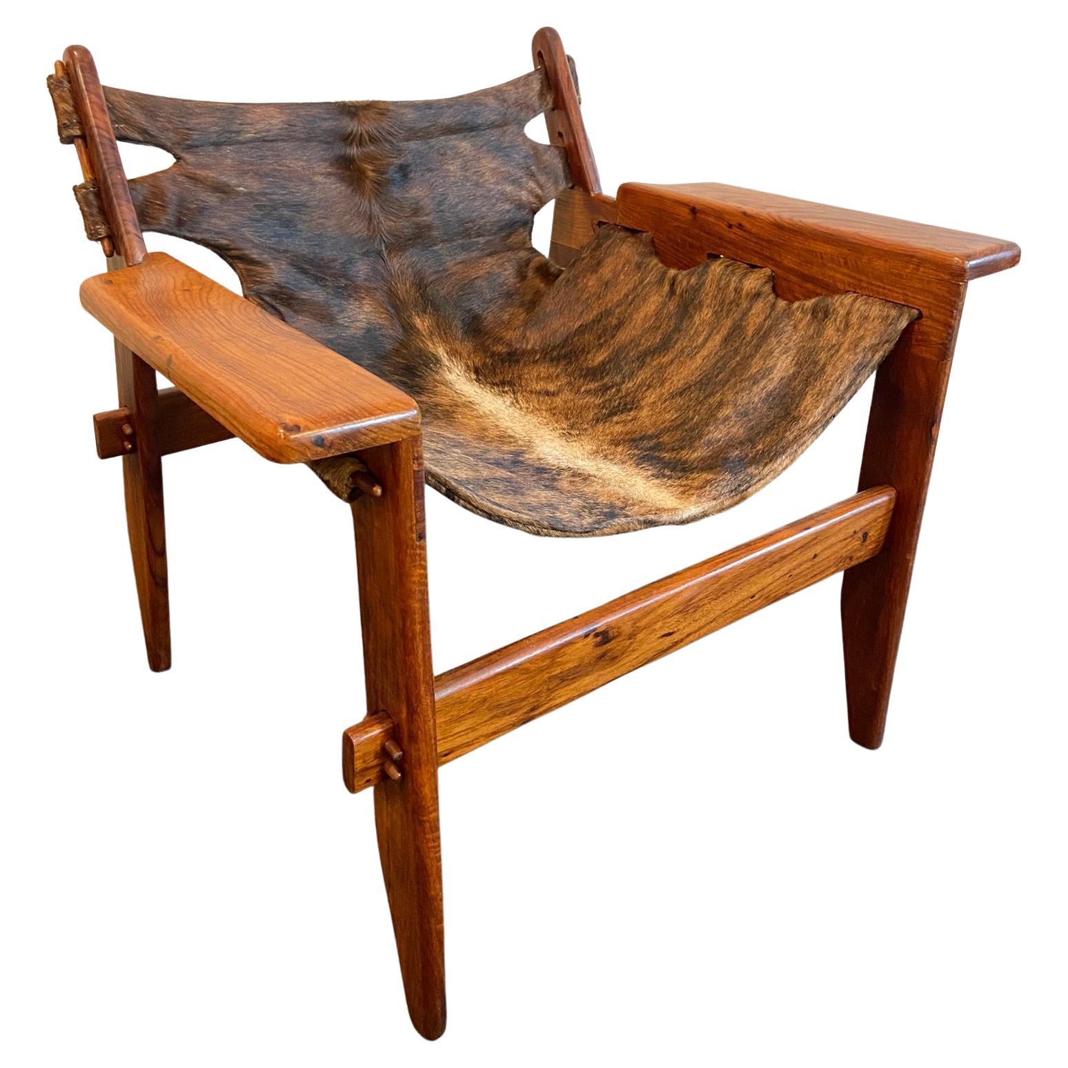 Sergio Rodrigues Style Rosewood Sling Chair For Sale