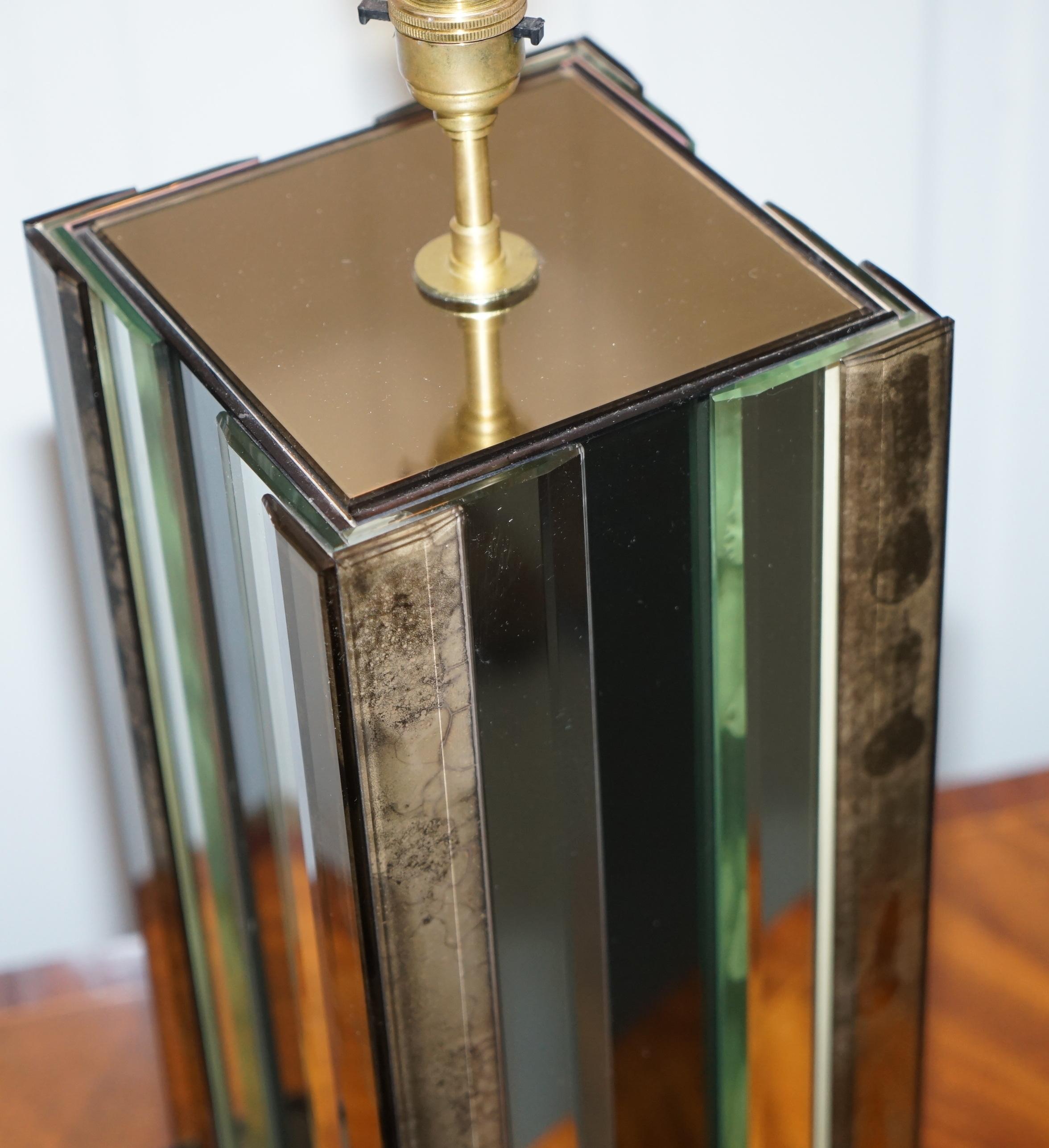 Seriously Cool 1970s Panelled Coloured Distressed Glass Table Lamp Retro Find 10