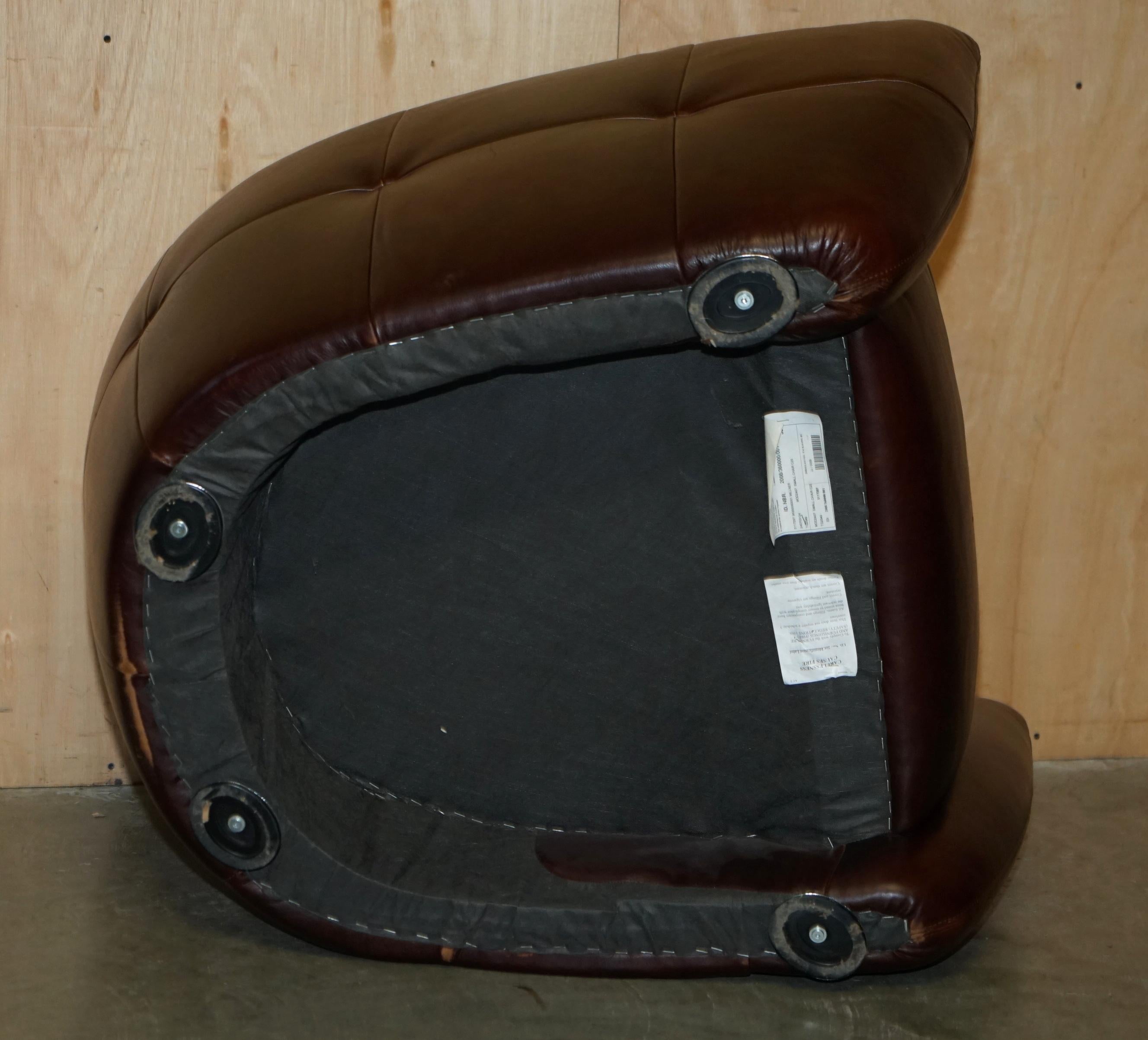 SERIOUSLY COOL & COMFORTABLE NATUZZI BROWN LEATHER TUB CLUB ARMCHAIR + CUSHIONs 7