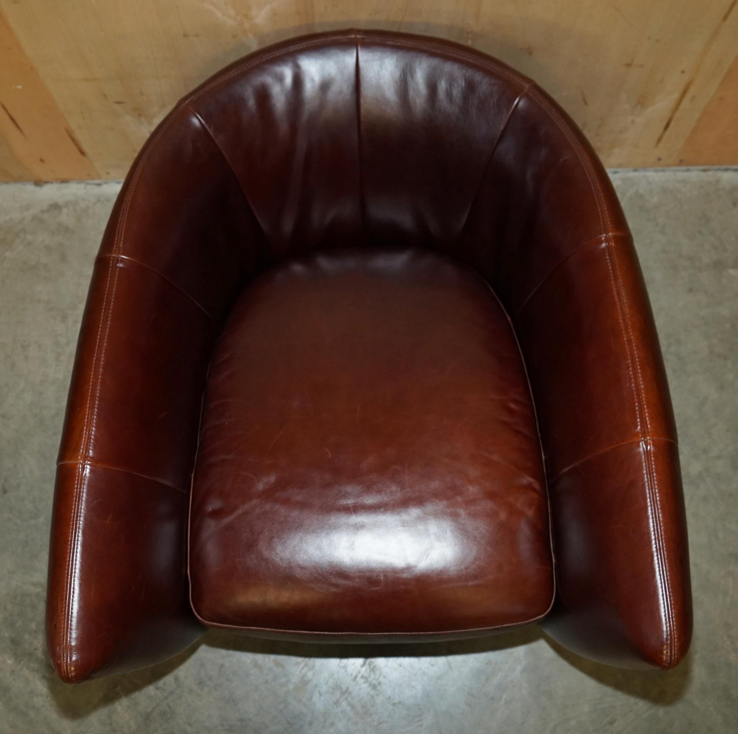 SERIOUSLY COOL & COMFORTABLE NATUZZI BROWN LEATHER TUB CLUB ARMCHAIR + CUSHIONs In Good Condition In West Sussex, Pulborough