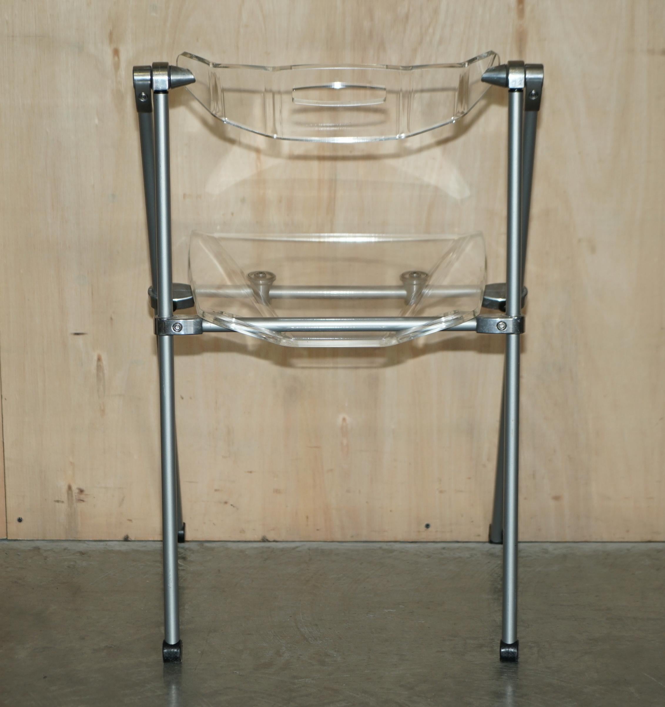 Seriously Cool over Engineered Metal & Lucite Folding Office Chair Swing Back For Sale 6