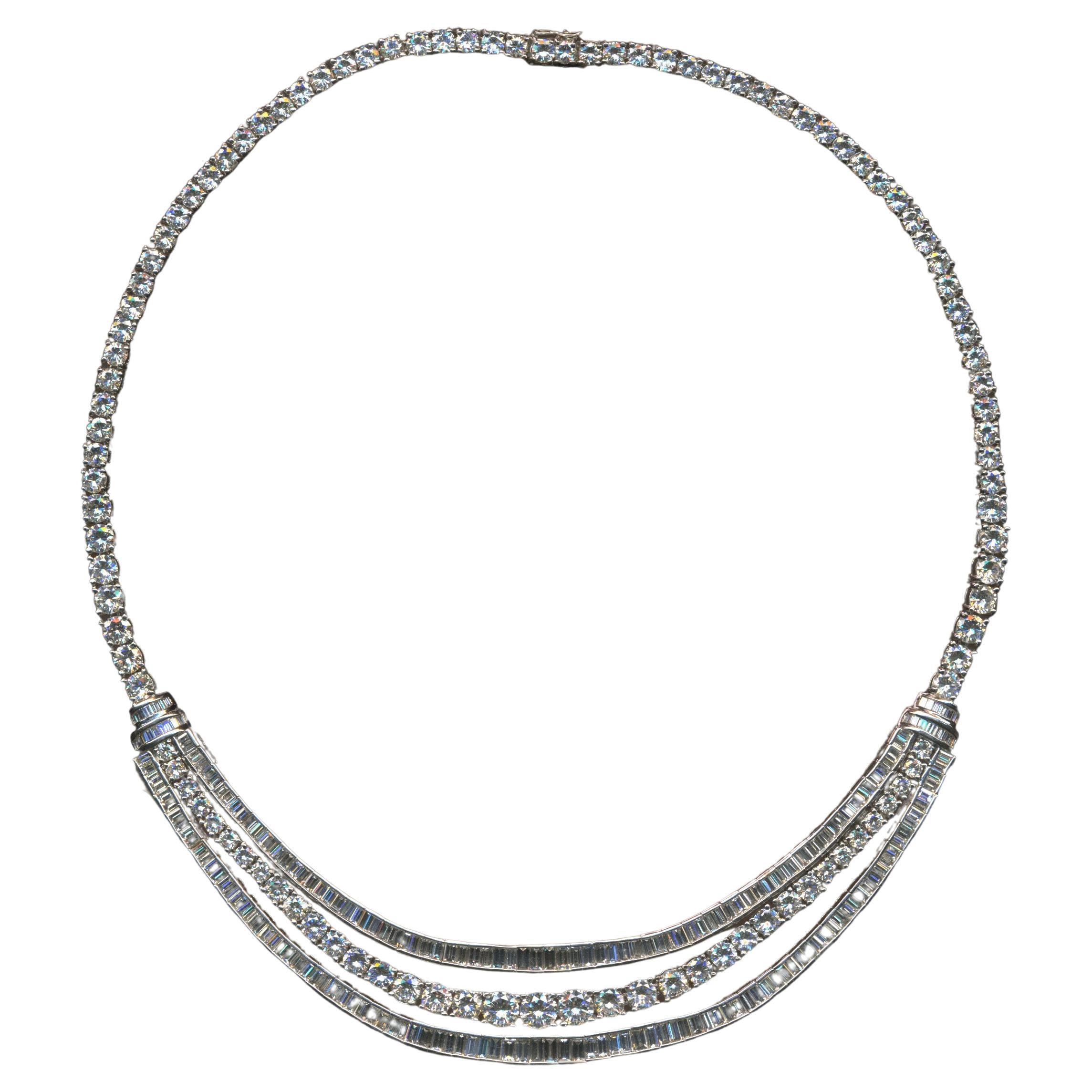 Seriously Important Platinum and Diamond Necklace 45.00 Carats For Sale