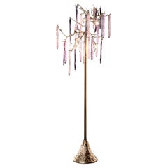 Serip Portugal Gilt Bronze and Crystal Handmade Glamour Floor Lamp, Organic Mod
