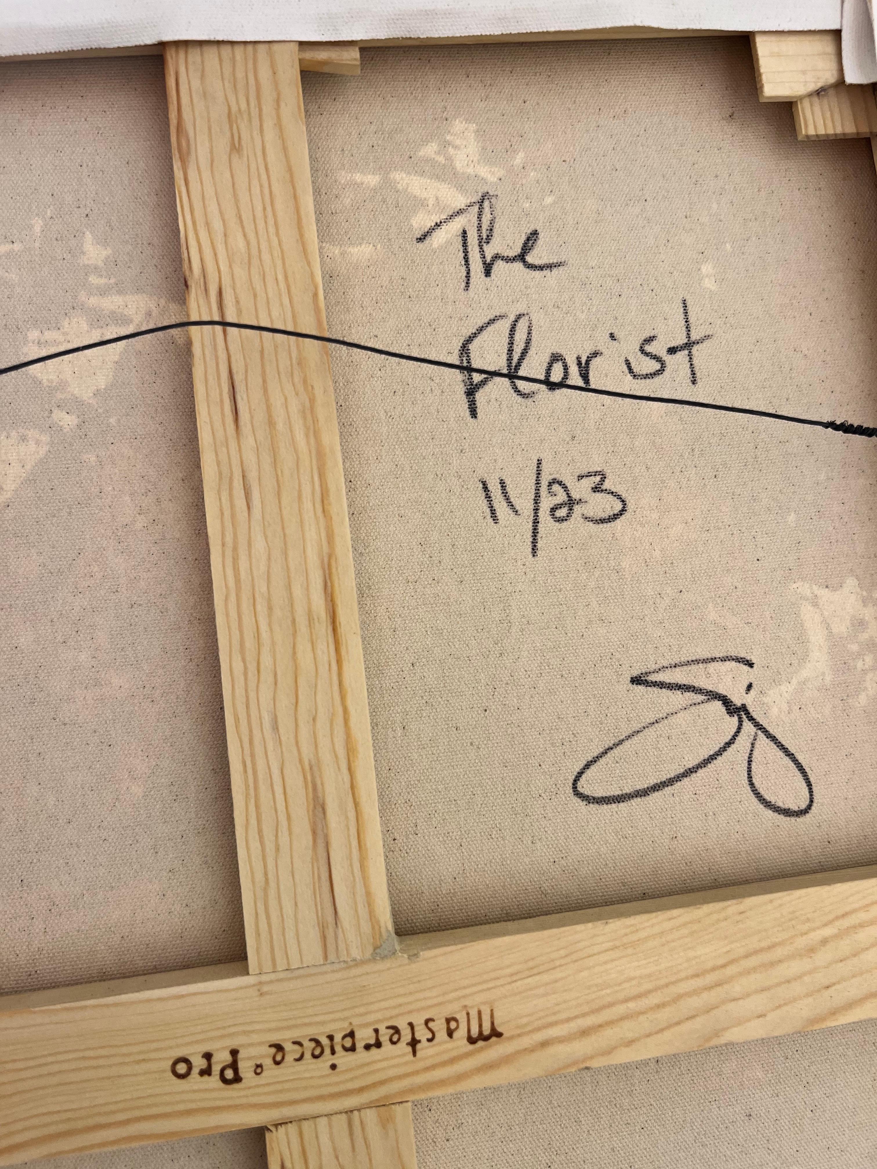 Floris de Serj Tankian es una vibrante exploración del color y el movimiento, dominada por tonos rosas. El cuadro presenta rosa oscuro y blanco fluyendo en una composición ondulada y abstracta que capta una sensación de fluidez y movimiento. La