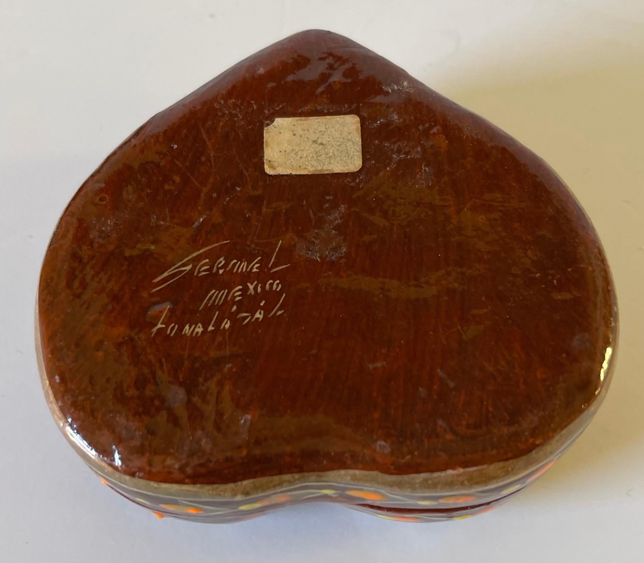 Hand-Painted Sermel Mexico Hand-painted Heart Shaped Box