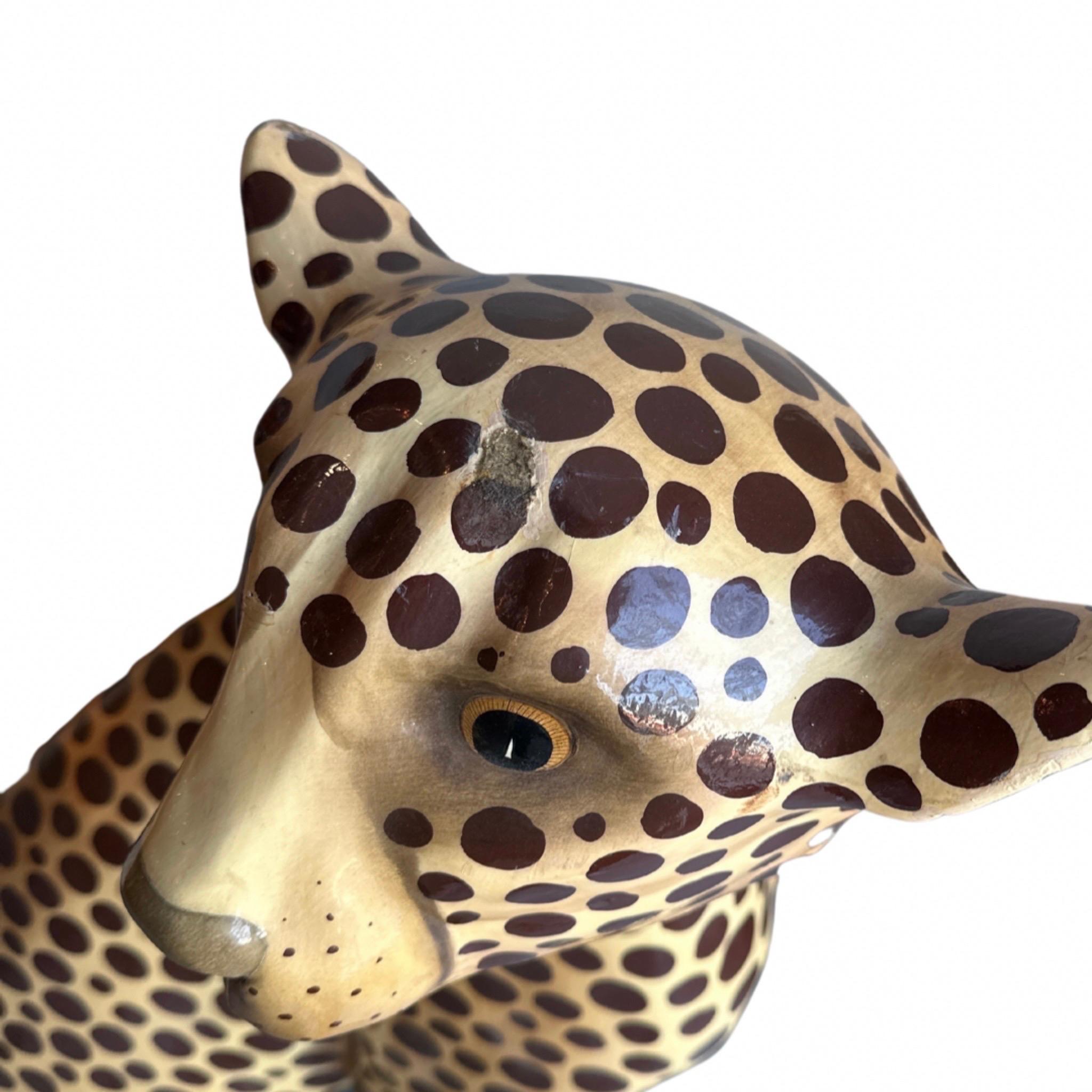 Mexican Sermel Tonala 1960's Leopard Sculpture
