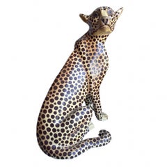 Sculpture léopard Tonala émaillée des années 1960