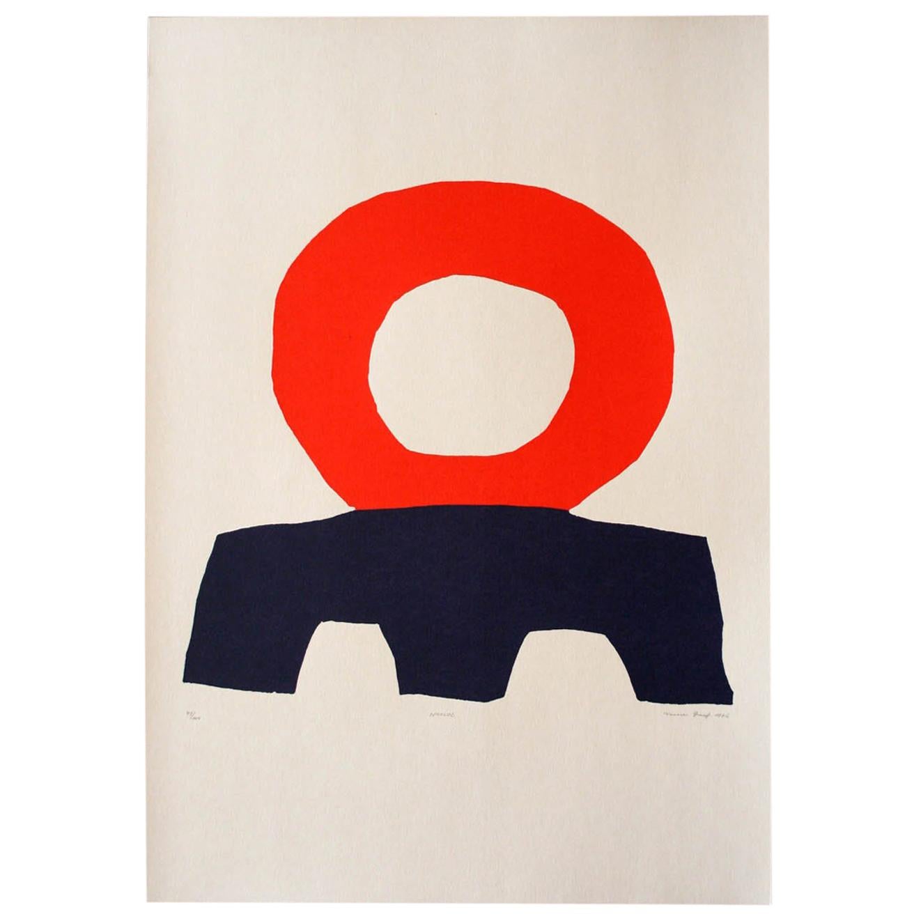 "SEROLOC" Original Bauhaus Artist Linocut Print, Signed Werner Graeff  For Sale