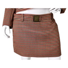 SER.O.YA Myna Camel Houndstooth Tailored Belted Mini Skort