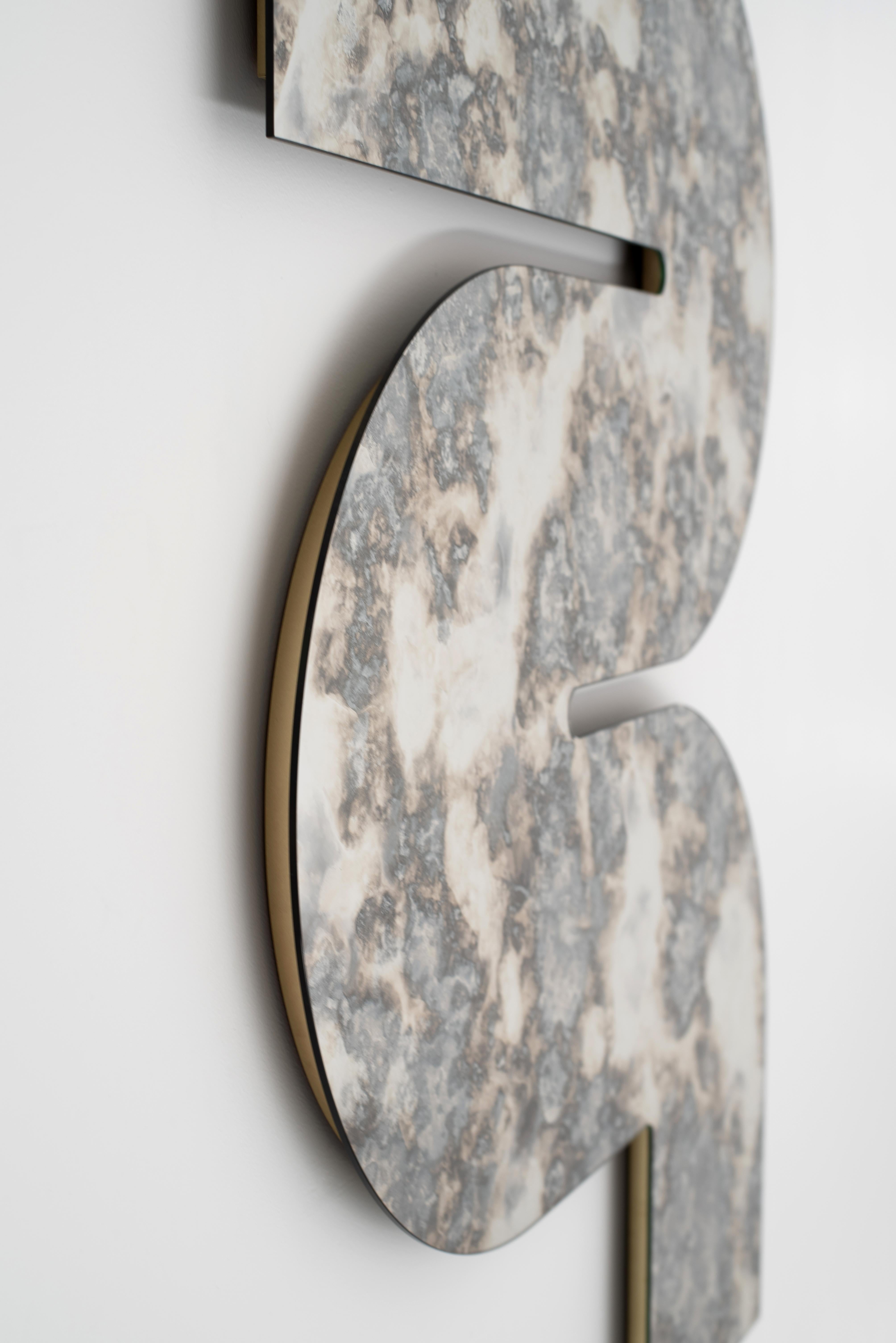 American Large Wall Mirror, Contemporary Antiqued Serpens Mirror by Ben & Aja Blanc For Sale