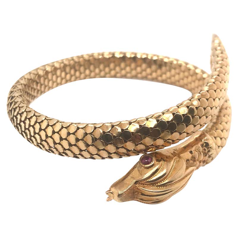 Snake 18K Cuff Bracelet at 1stDibs | cuff watches womens