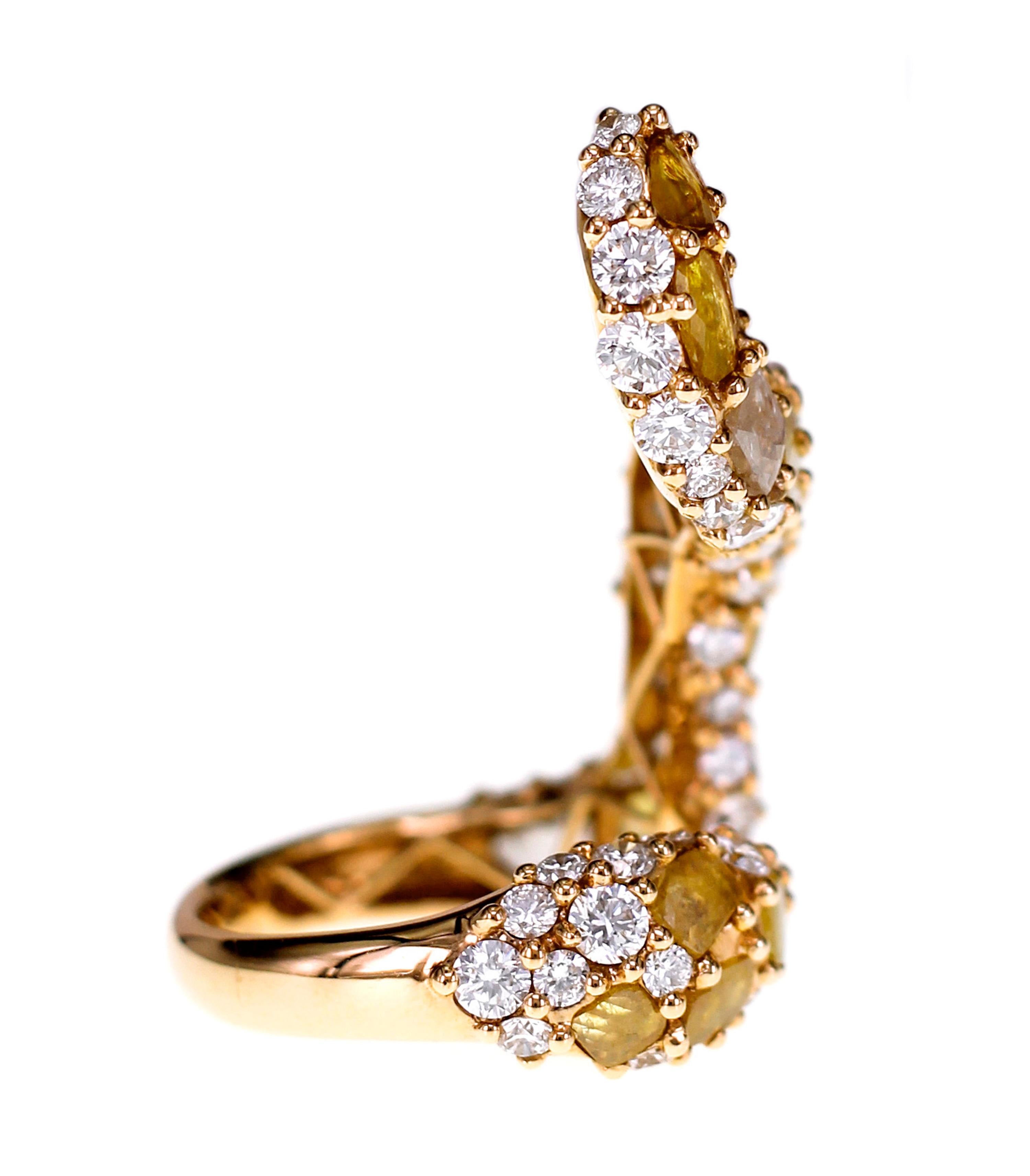 Modern 'Serpent' Diamond Couture Ring For Sale