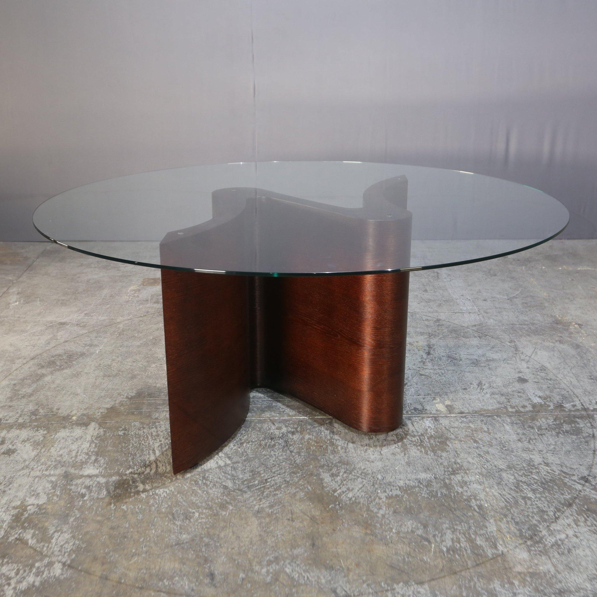 Verre Table de salle à manger serpentine de Tom Schneider en vente