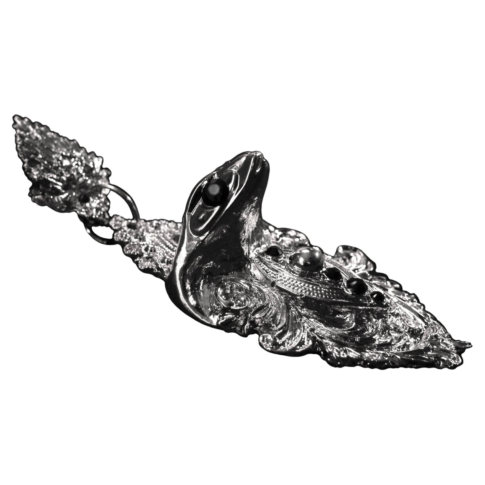 Serpent earrings: Hand-Sculpted Gothic Luxury in Sterling Silver, Bold design For Sale