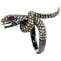 Bague serpent de couleur fantaisie en or 14KB
