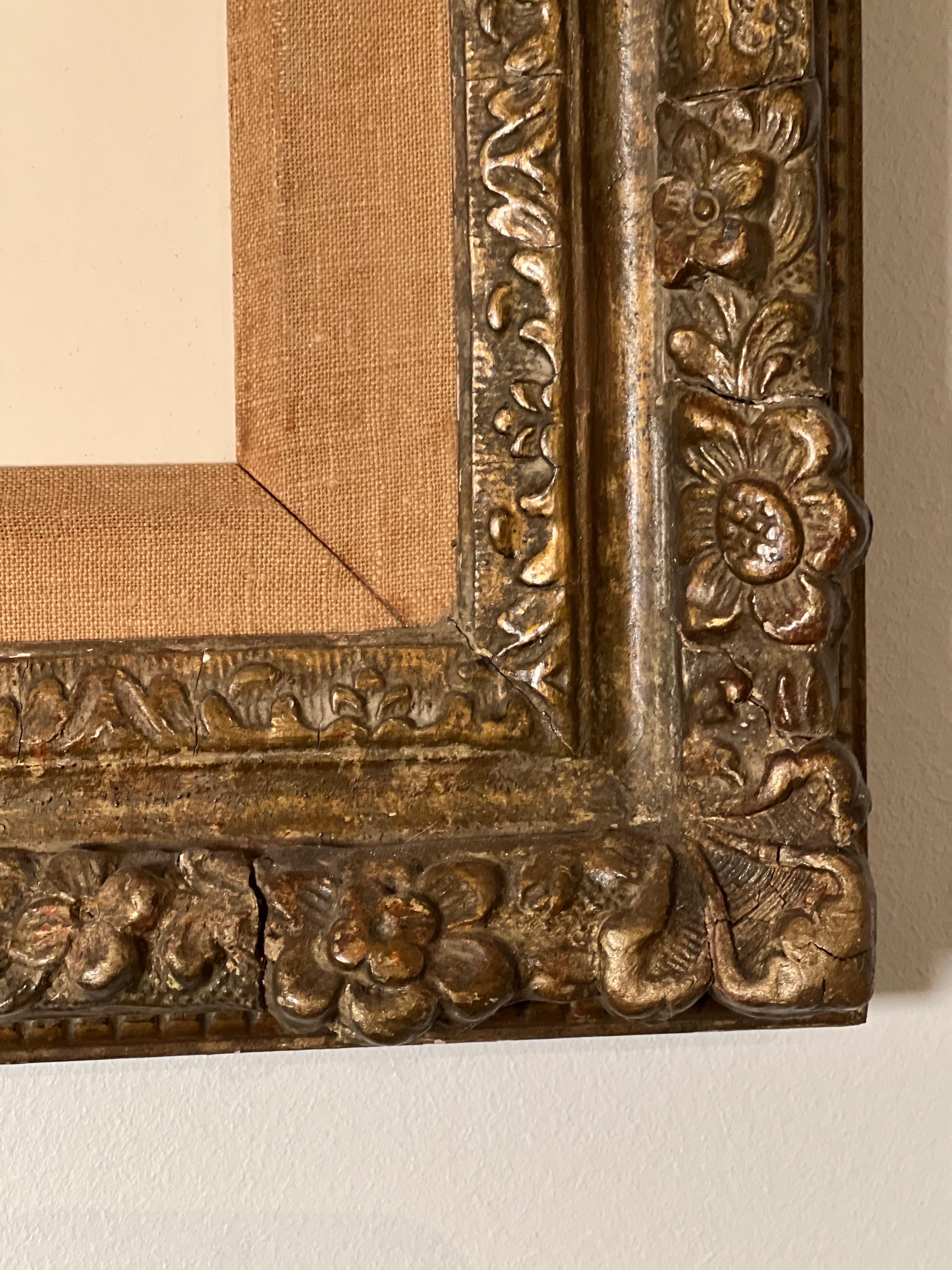 XVIIIe siècle et antérieur Serpent & Galleon, craie rouge sur papier dans un cadre en bois doré en vente