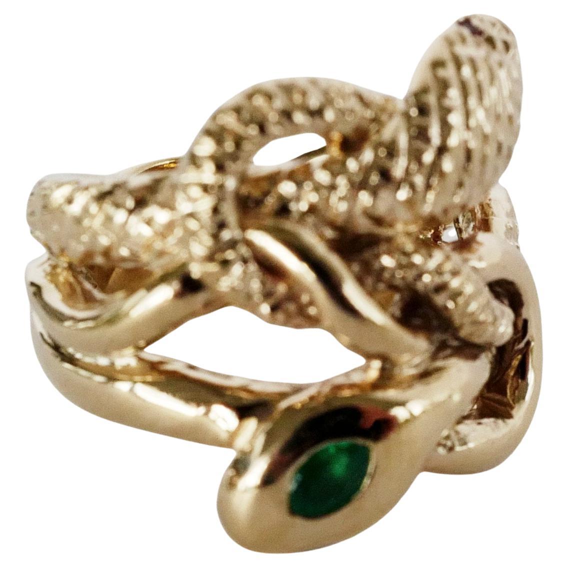 Serpent Ring Emerald Marquis Snake White Diamond Ruby Victorian Style For Sale 3