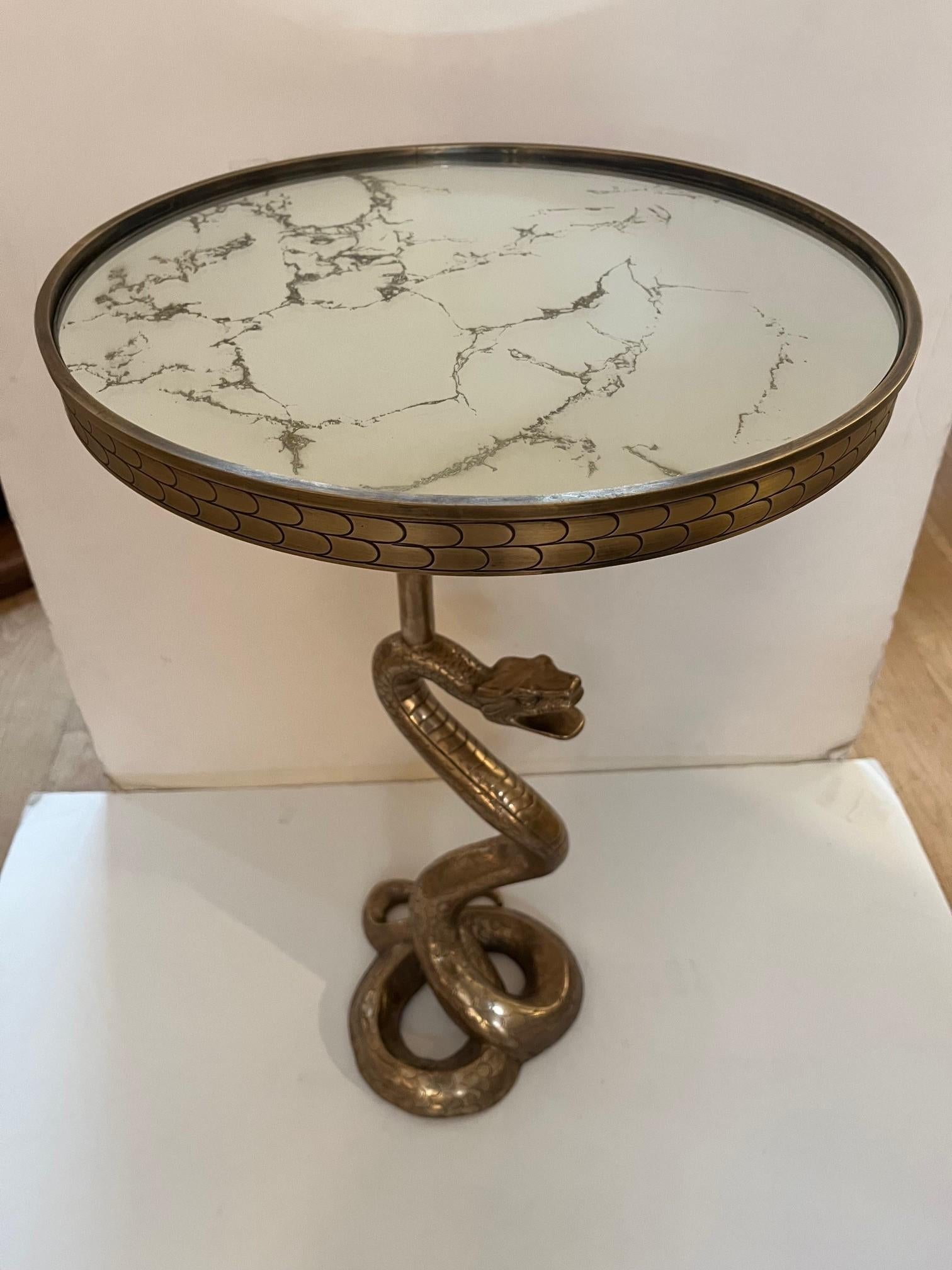 Serpent Side Table with Mirrored Top For Sale 4