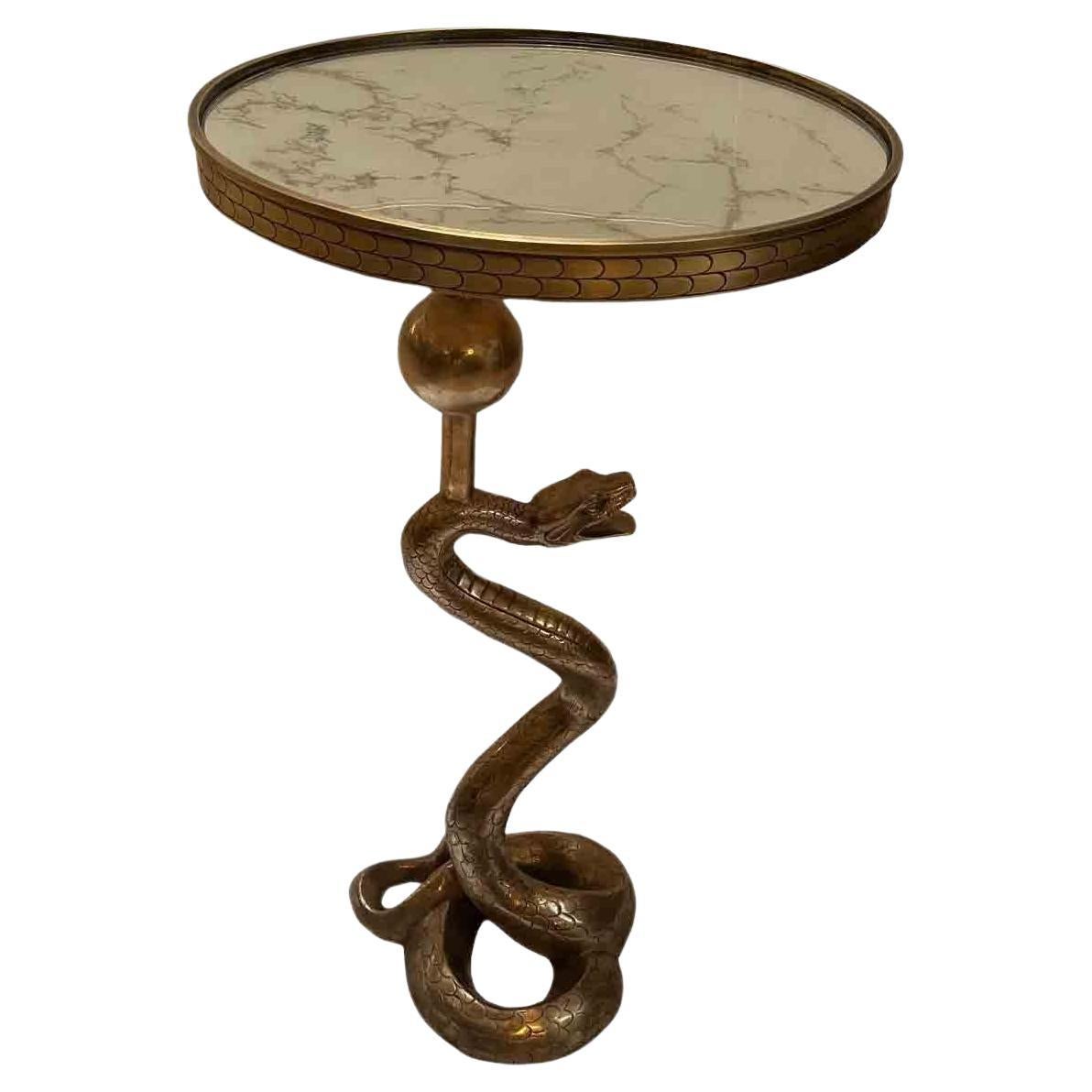 Serpent Side Table with Mirrored Top For Sale
