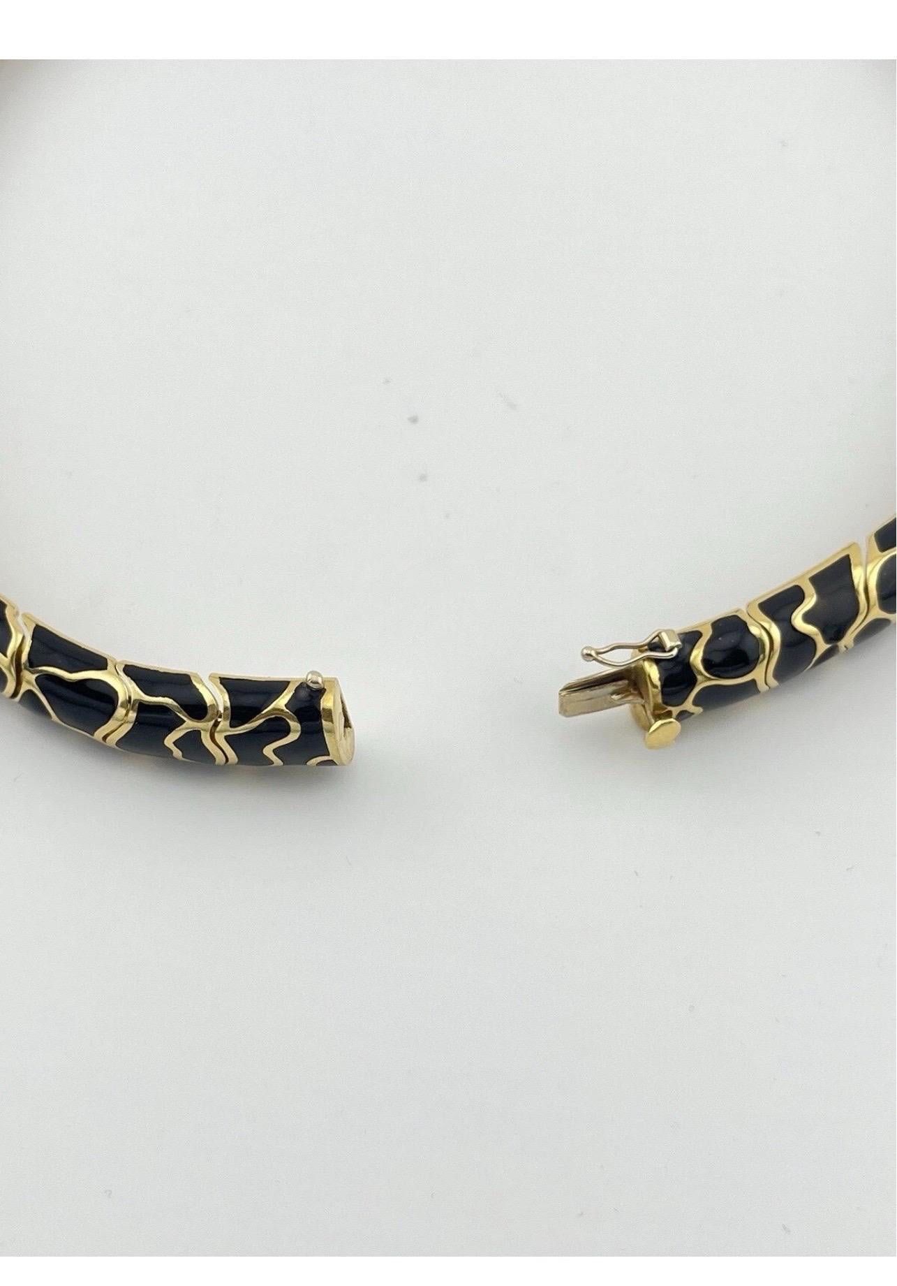 Serpent Snake 18k Yellow Gold Black Enamel Italian Necklace For Sale 7