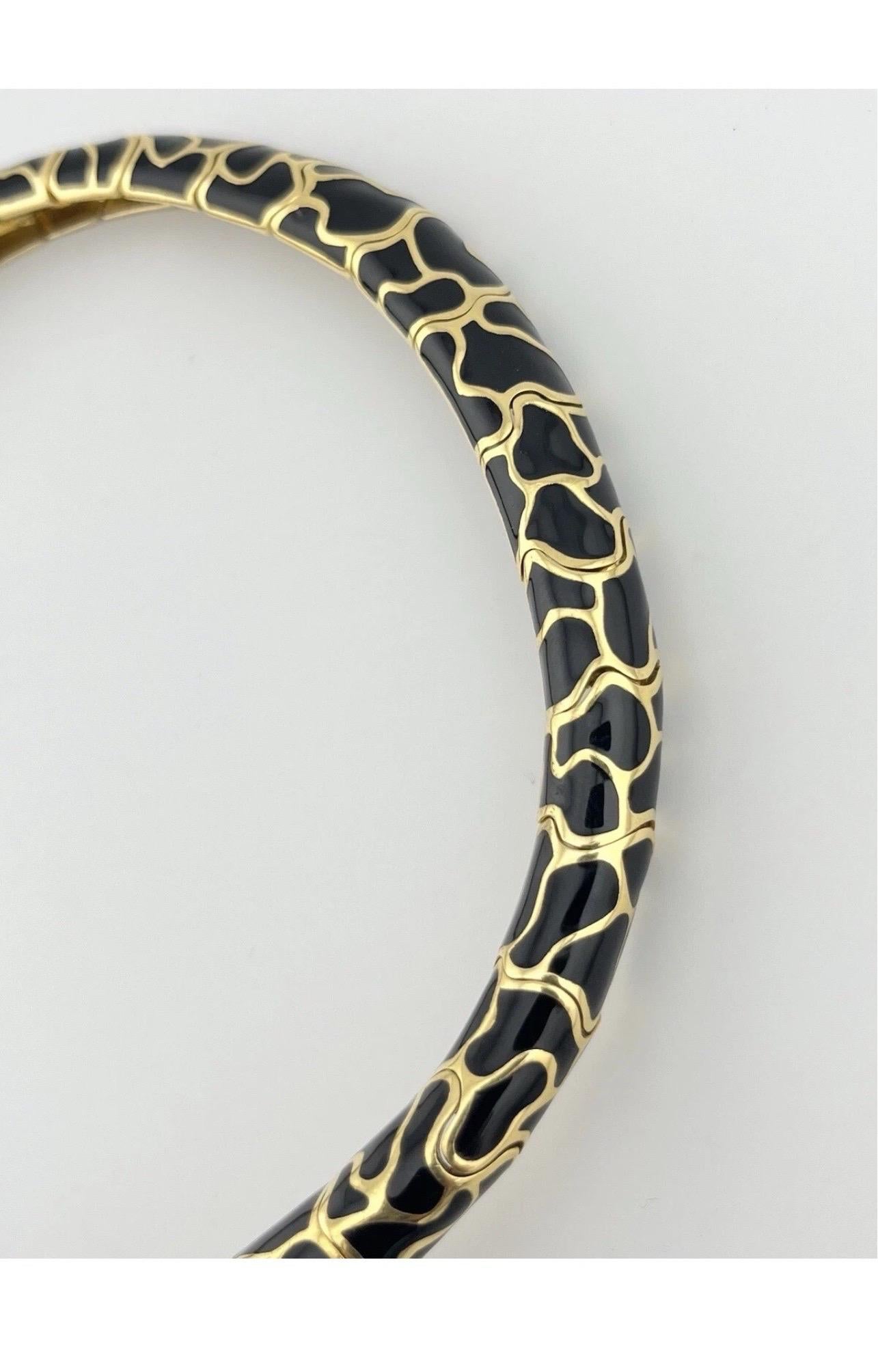 Serpent Snake 18k Yellow Gold Black Enamel Italian Necklace For Sale 4