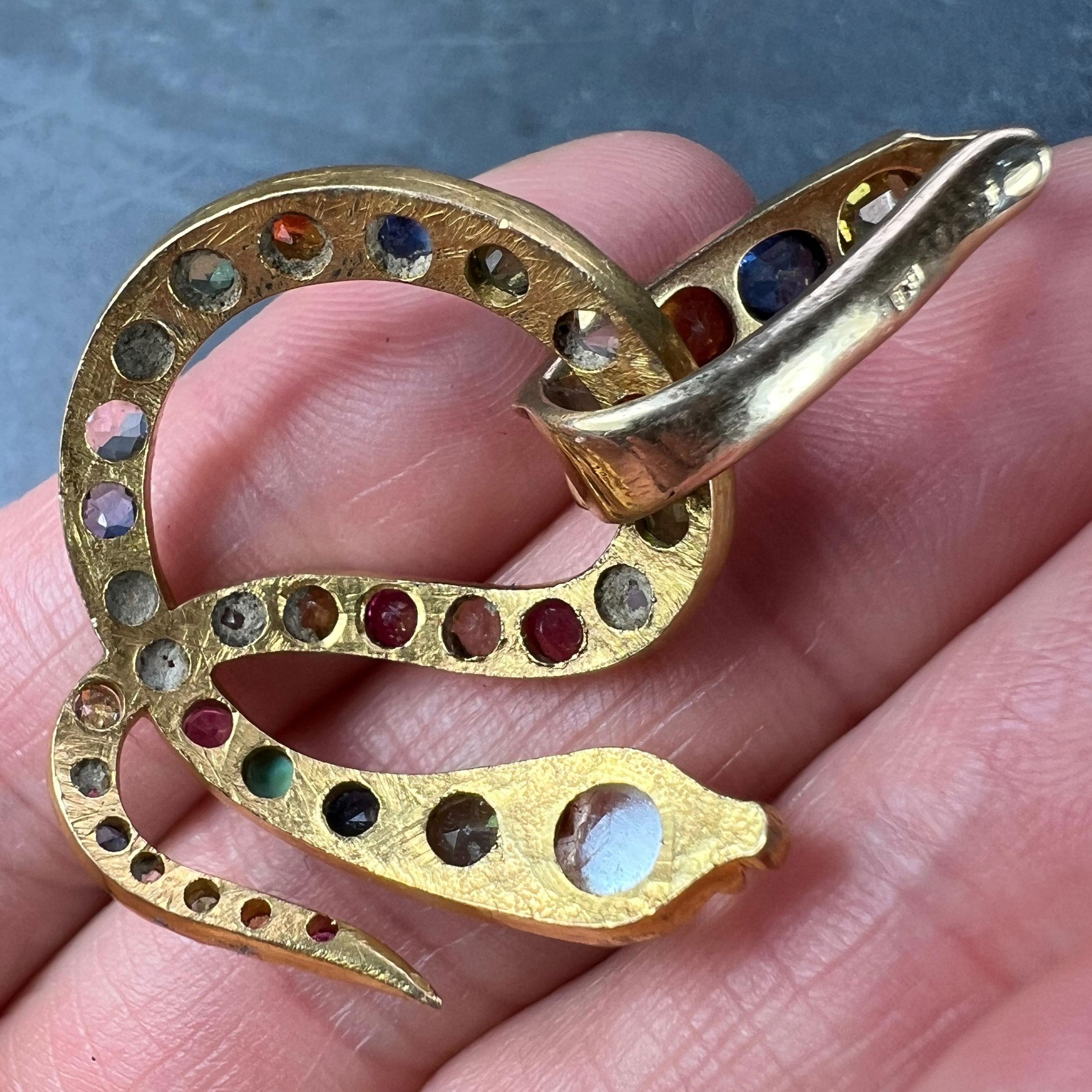 Colgante serpiente de oro amarillo de 18 quilates engastado en venta 5