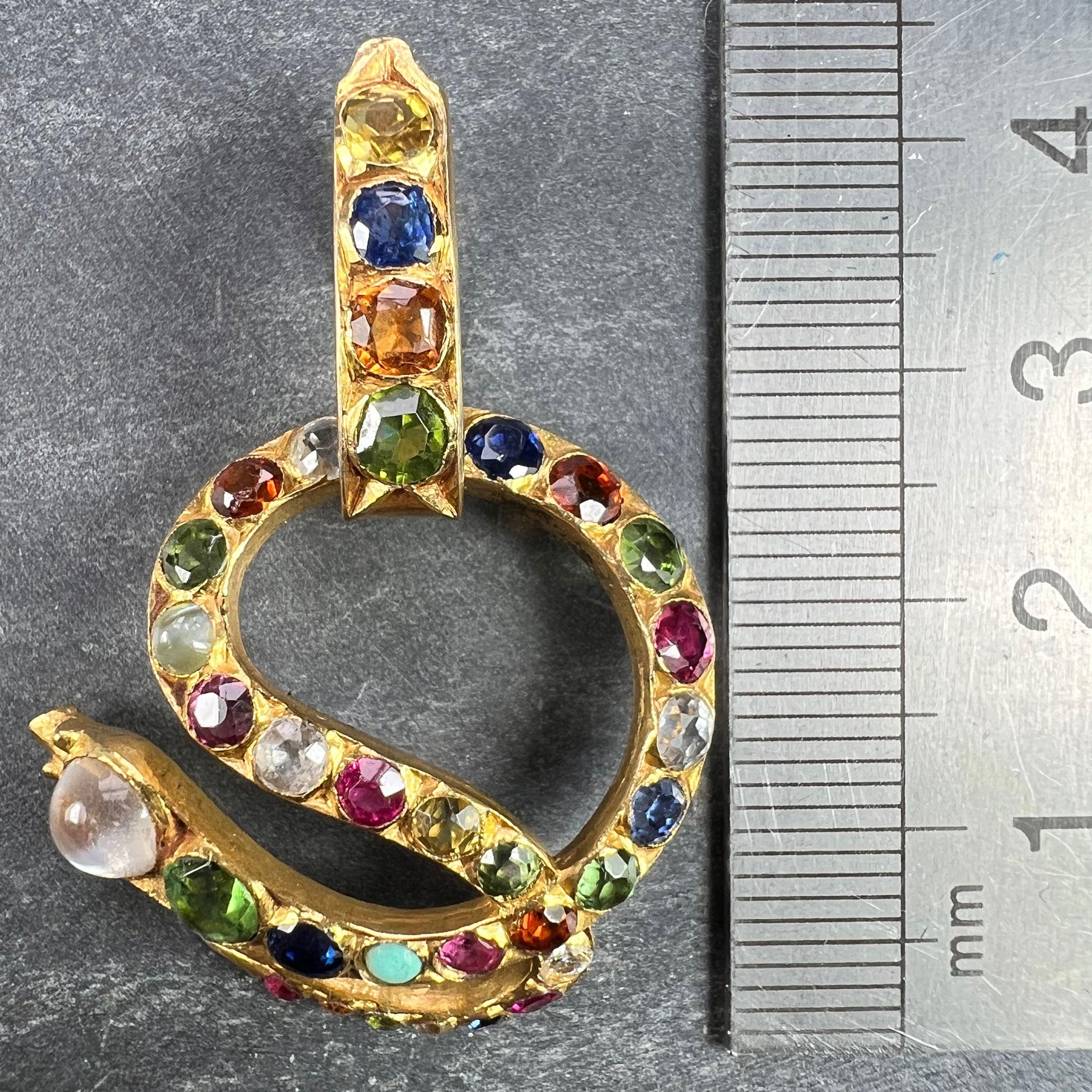 Colgante serpiente de oro amarillo de 18 quilates engastado en venta 6