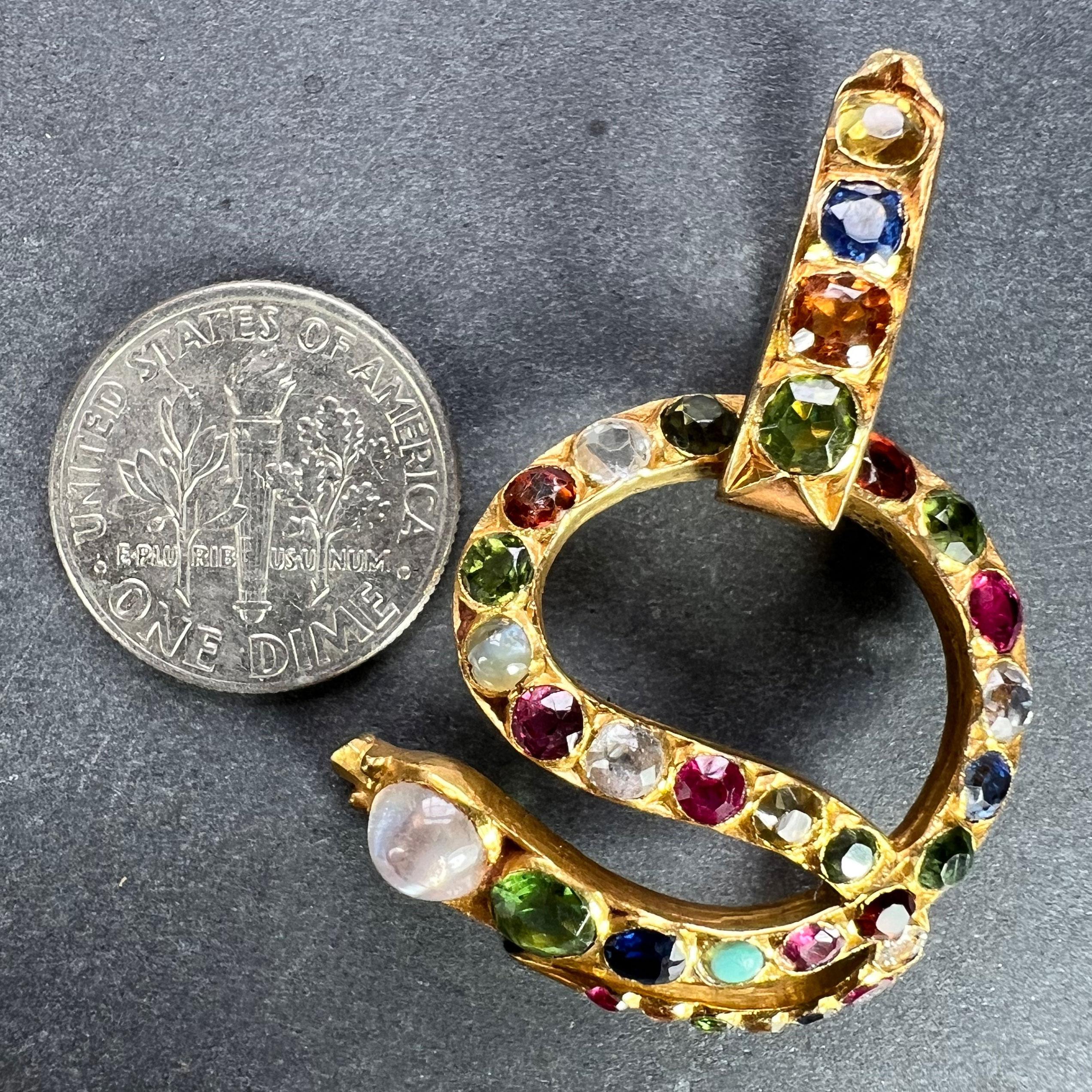 Colgante serpiente de oro amarillo de 18 quilates engastado en venta 7