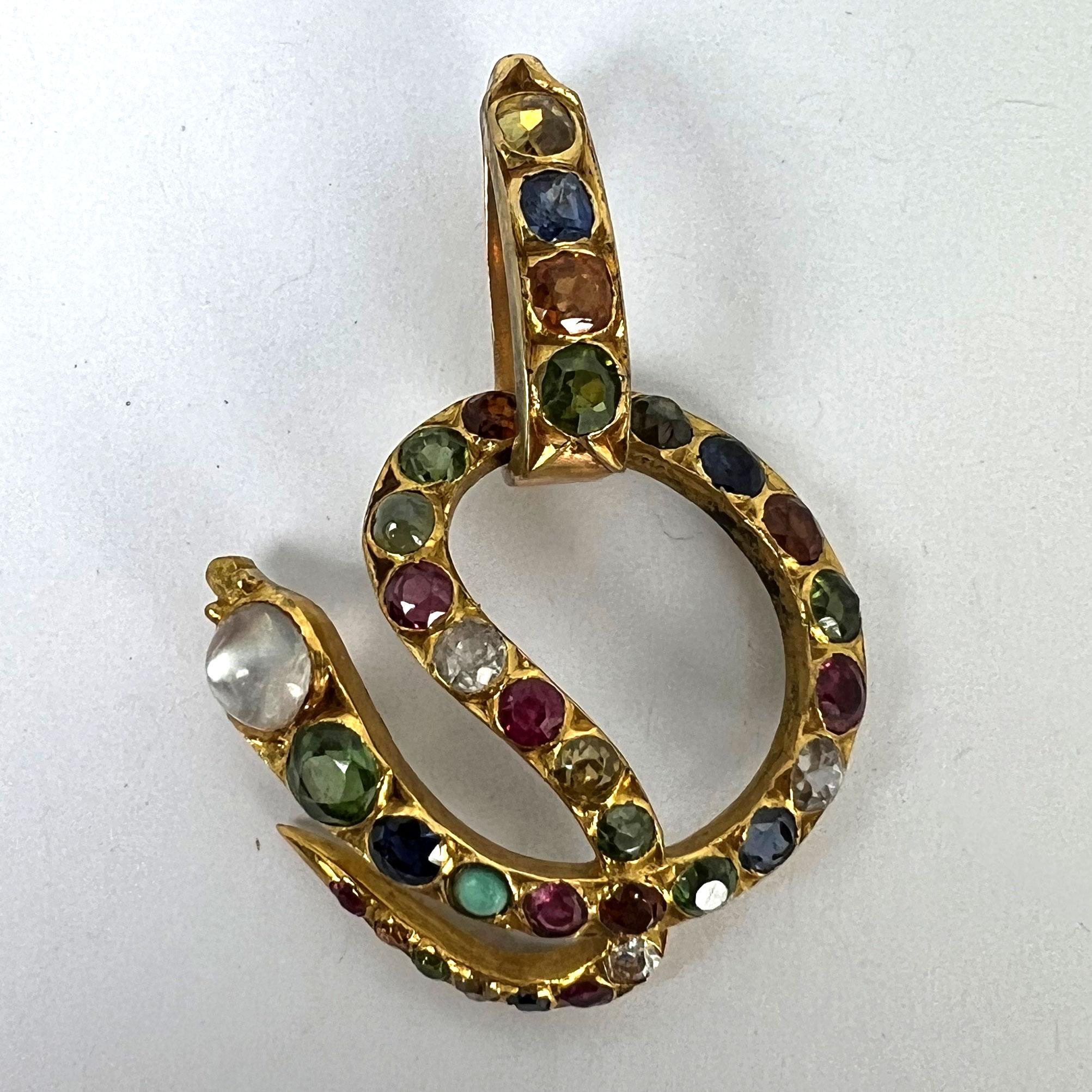 Colgante serpiente de oro amarillo de 18 quilates engastado en venta 8