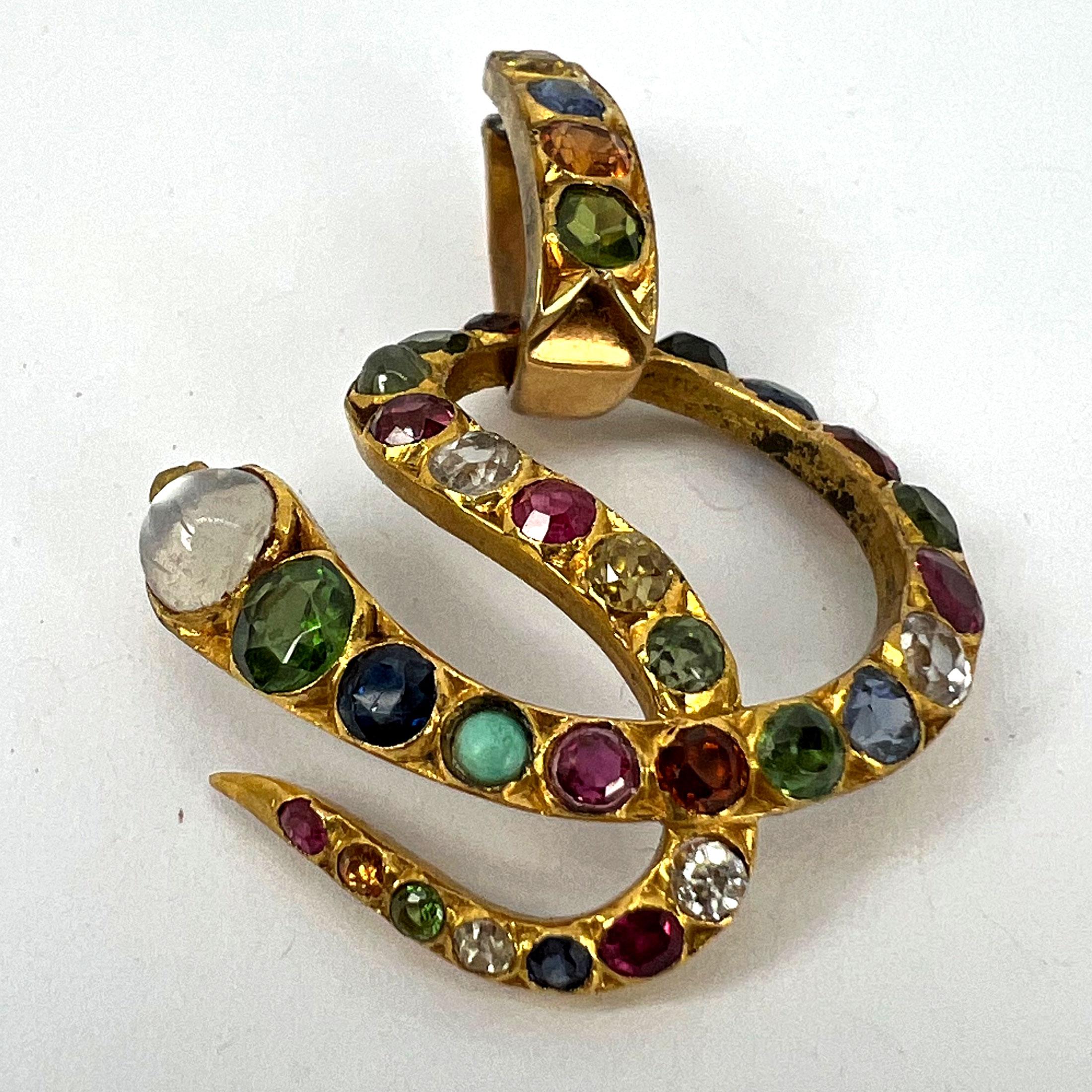 Colgante serpiente de oro amarillo de 18 quilates engastado en venta 10