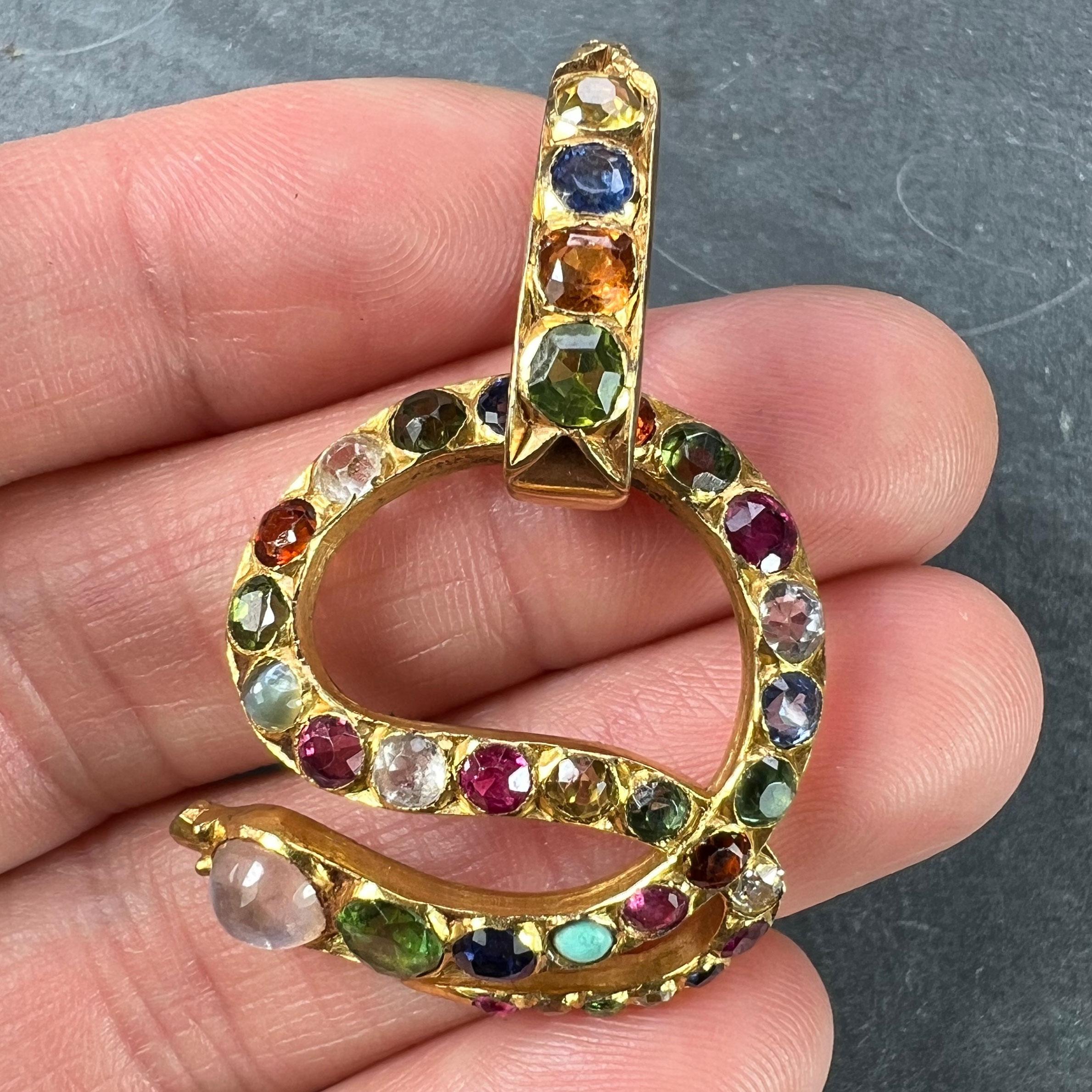 Femenino o masculino Colgante serpiente de oro amarillo de 18 quilates engastado en venta